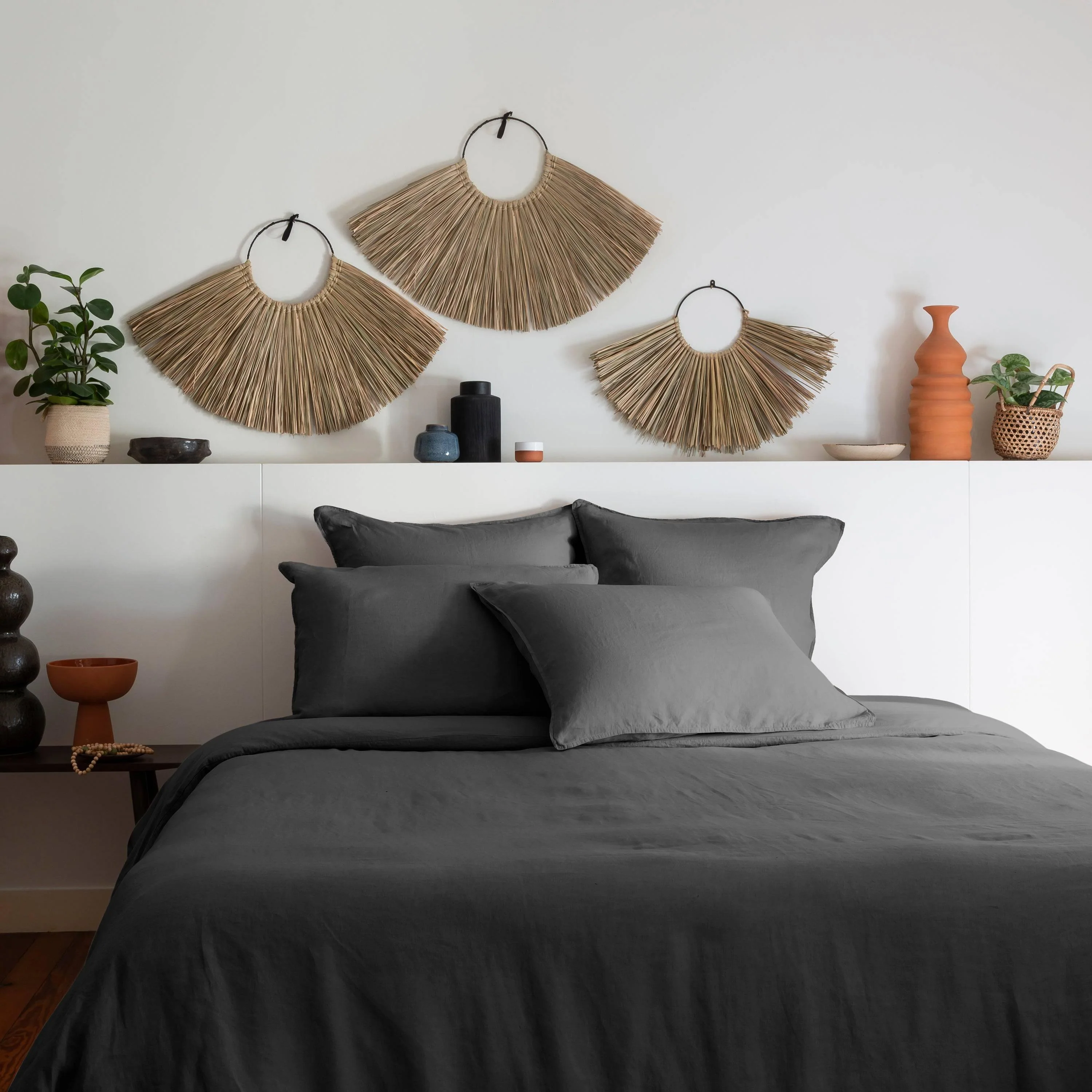 Songe Linen & Washed Cotton Duvet Cover - Anthracite