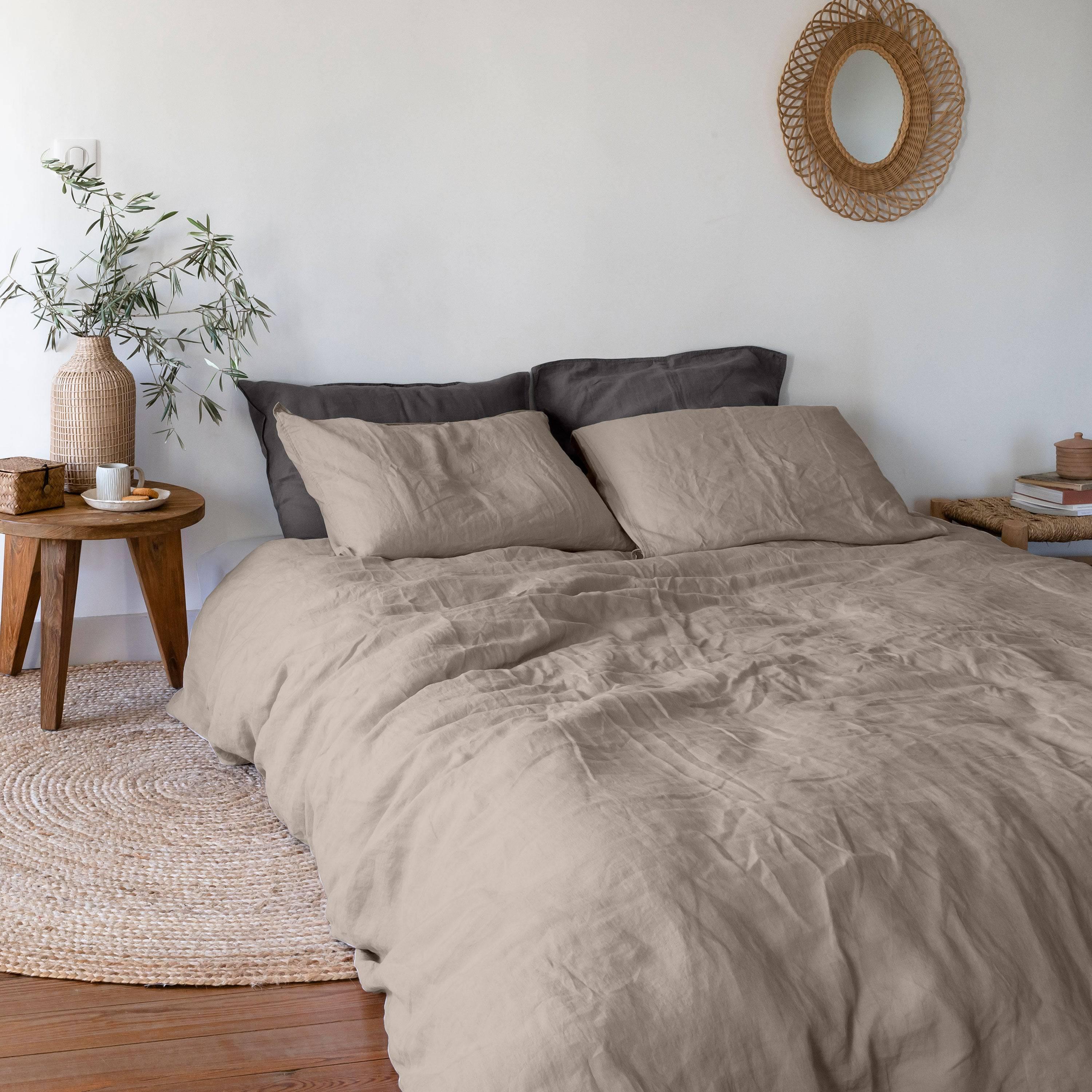Songe Linen & Washed Cotton Duvet Cover - Beige
