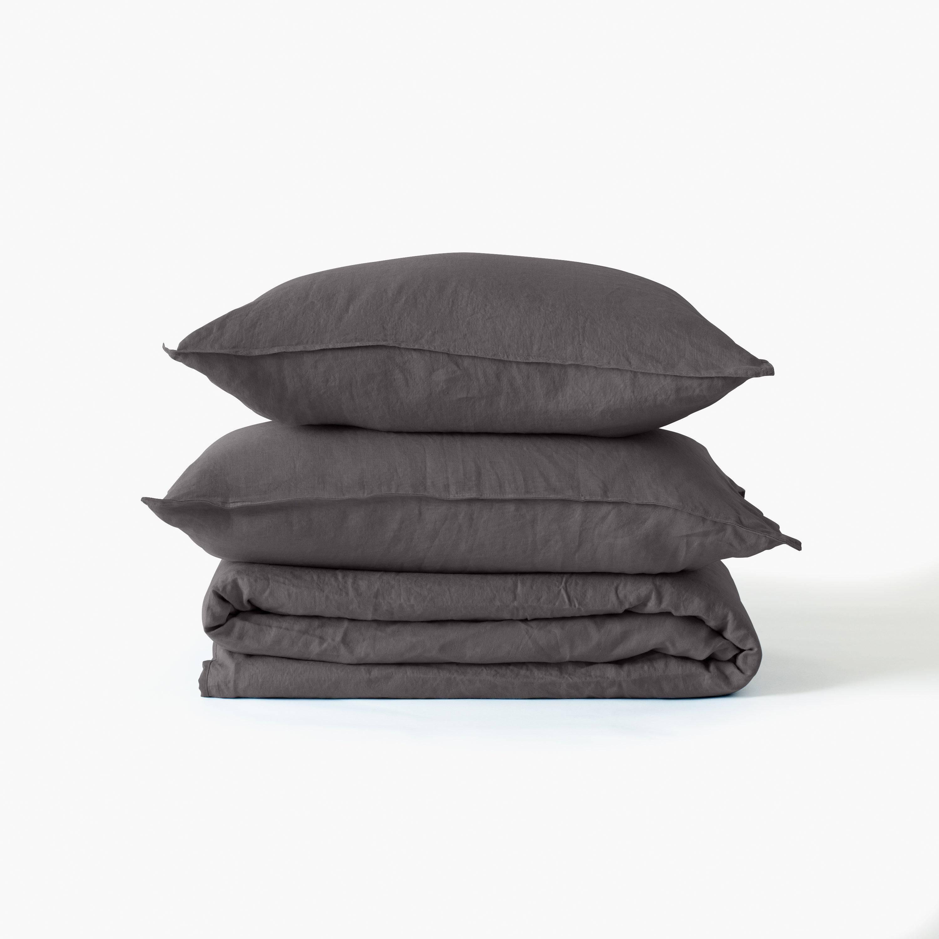 Songe Linen & Washed Cotton Duvet Cover - Charcoal - Image 2