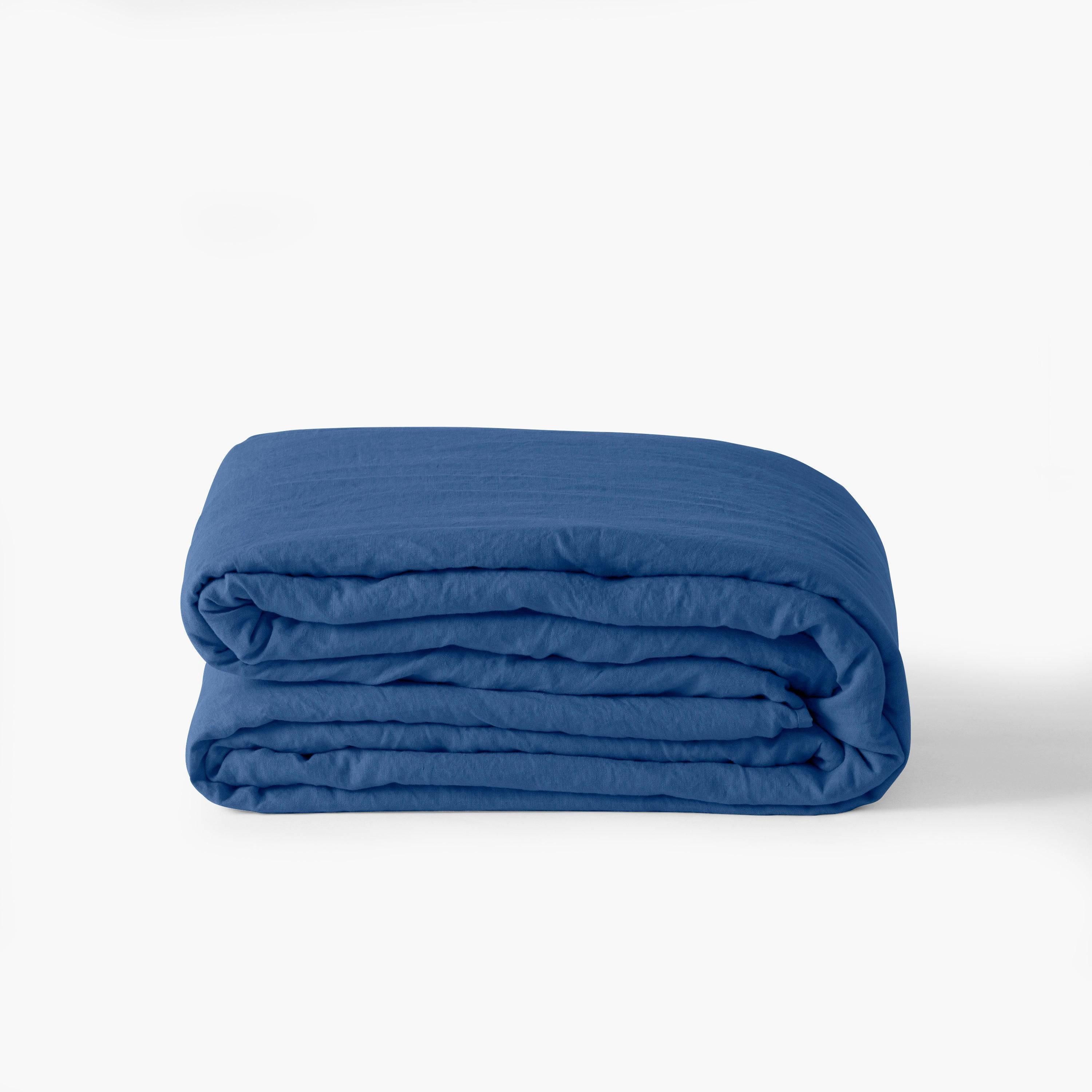 Songe Linen & Washed Cotton Duvet Cover - China Blue - Image 2