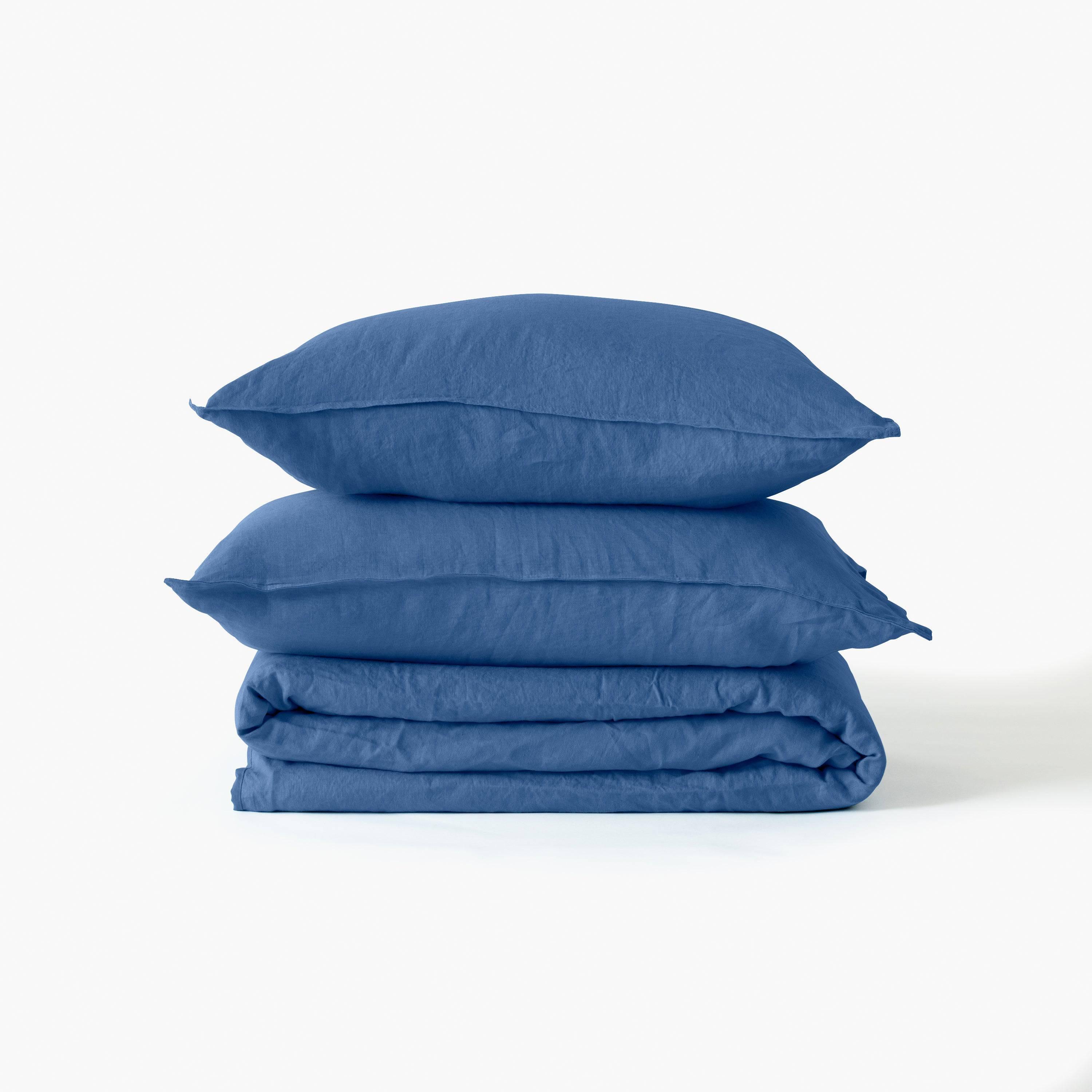 Songe Linen & Washed Cotton Duvet Cover - China Blue - Image 3