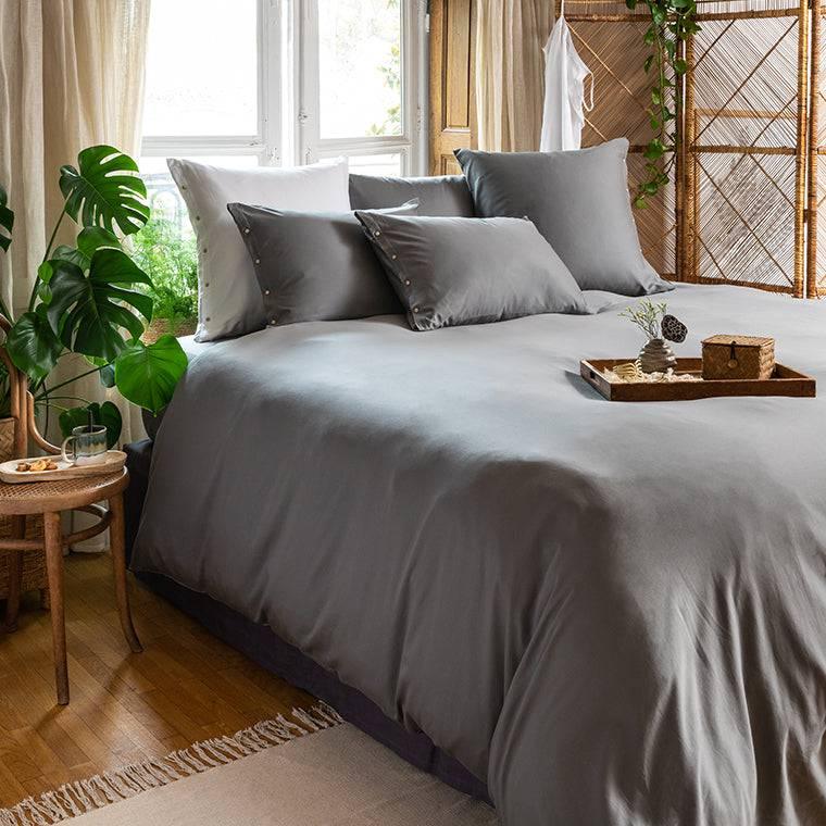 Quartz Organic Cotton Sateen Duvet Cover - Pebble - Image 2