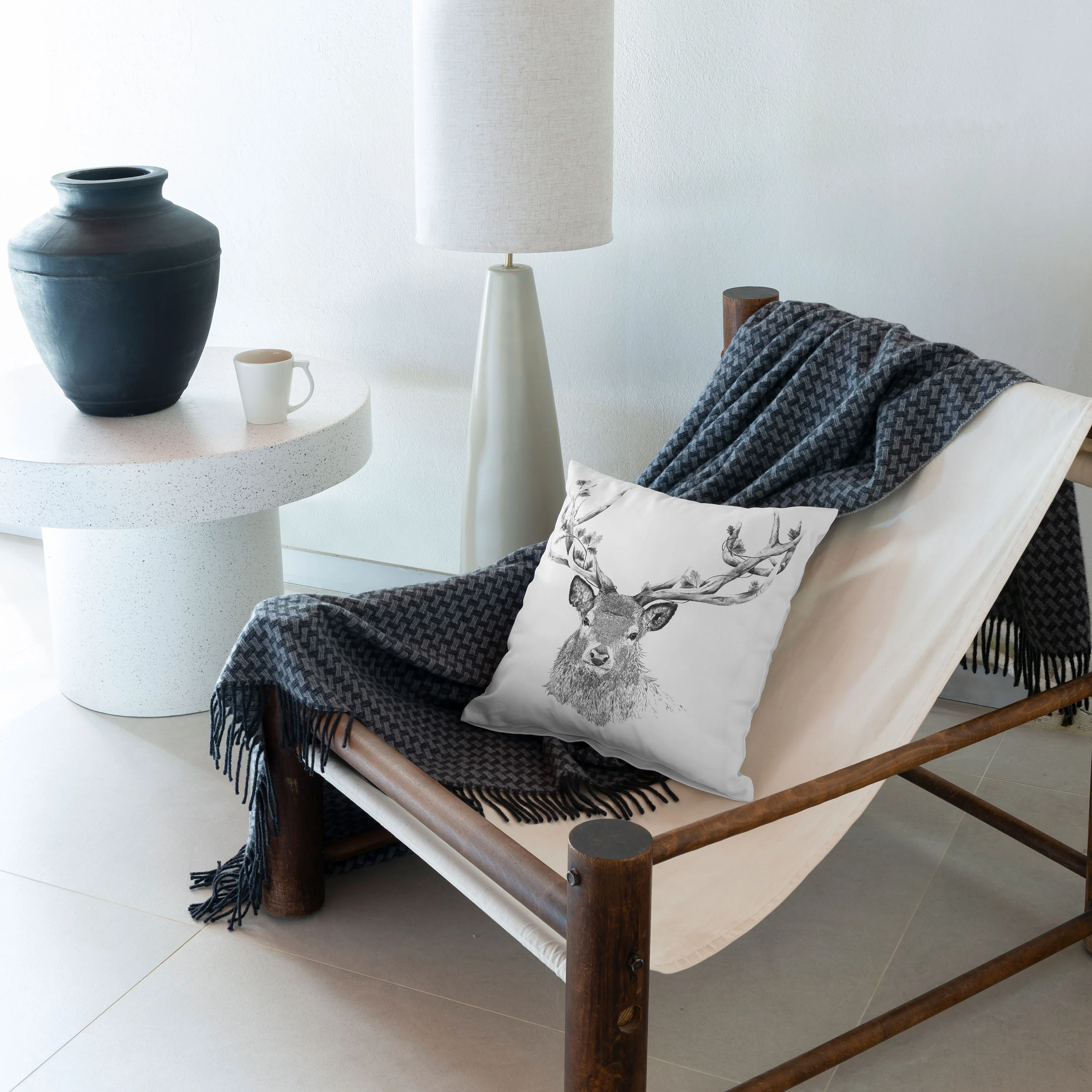 Elaphe Square Pillowcase - White