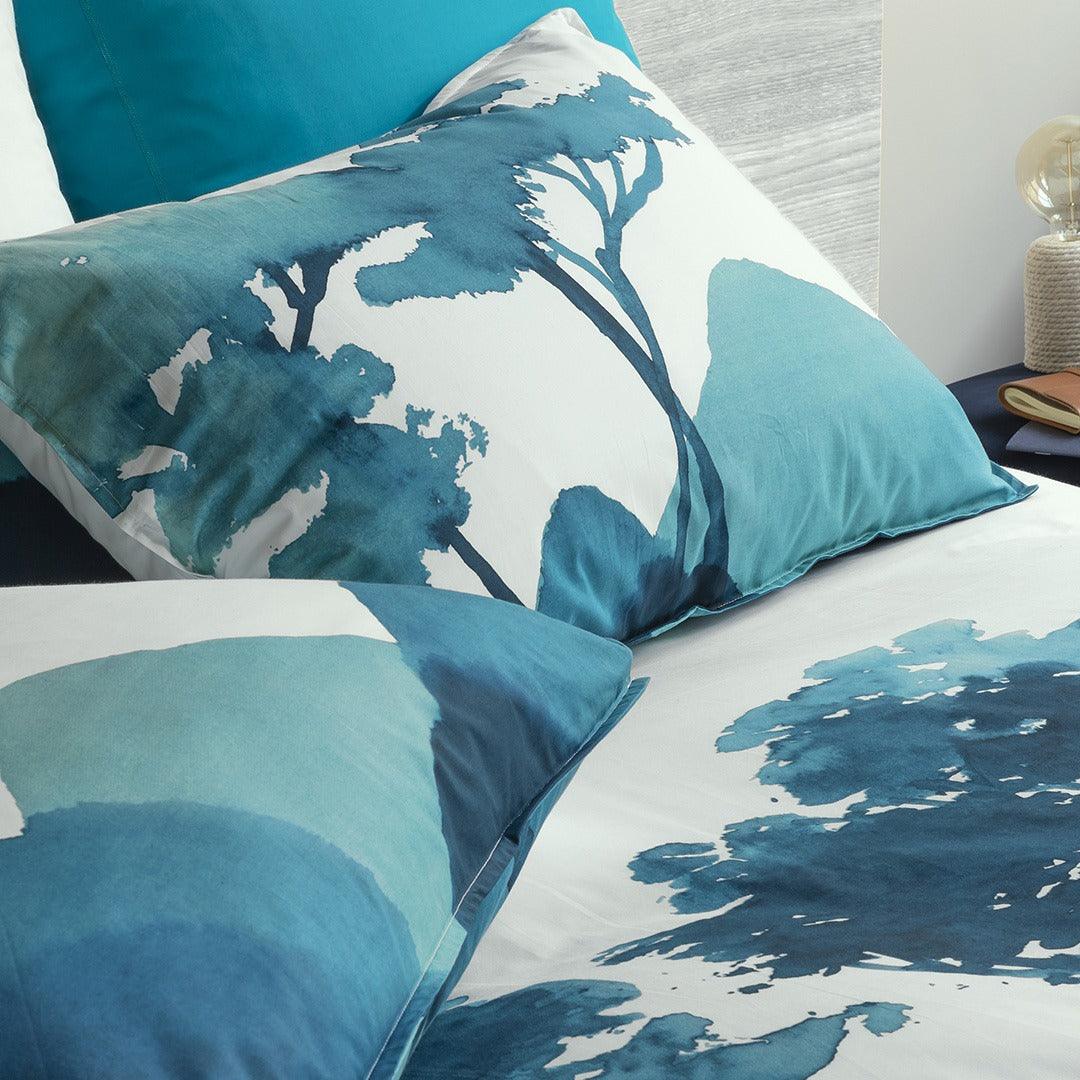 Evasion fresco landscape print square percale cotton pillow case