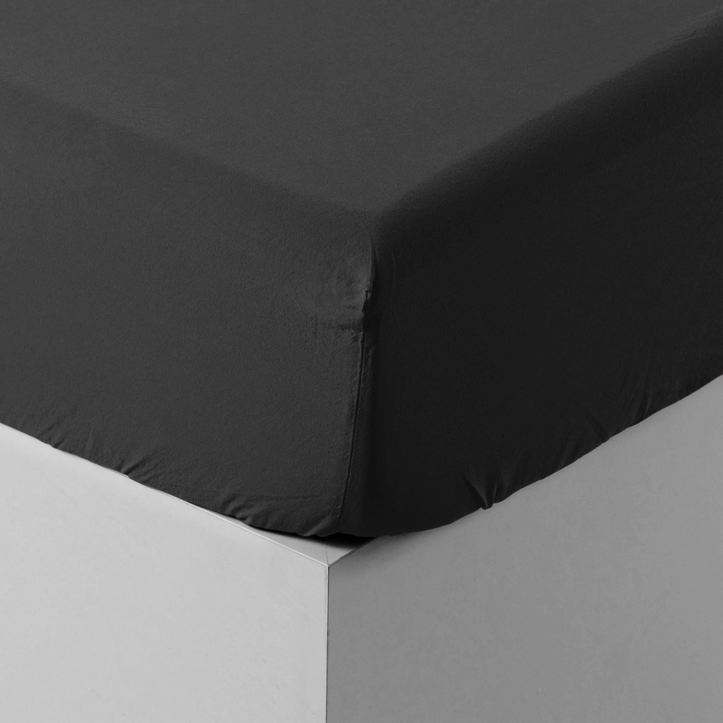 Songe Washed Cotton Fitted Sheet - Anthracite
