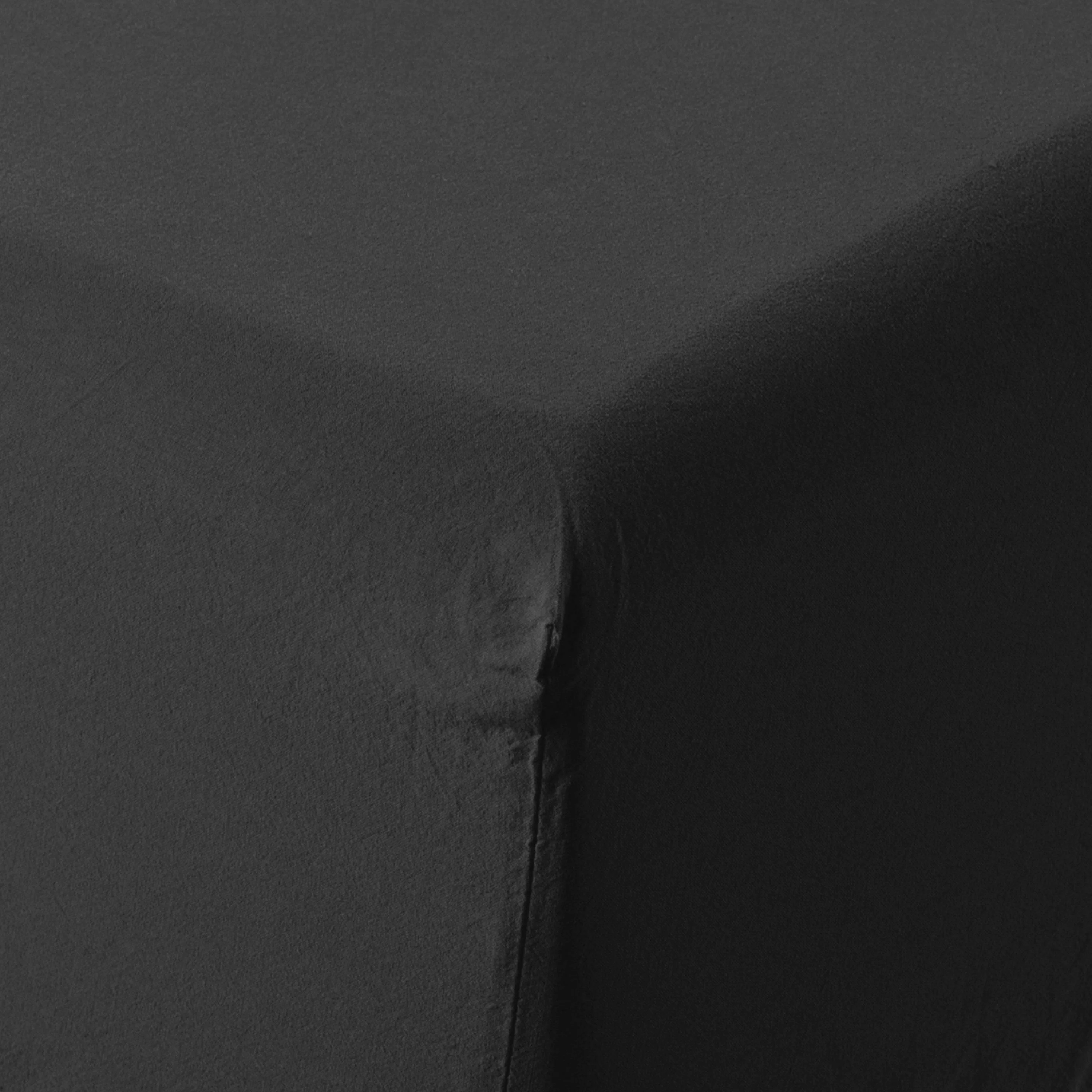 Songe Washed Cotton Fitted Sheet - Anthracite - Image 4