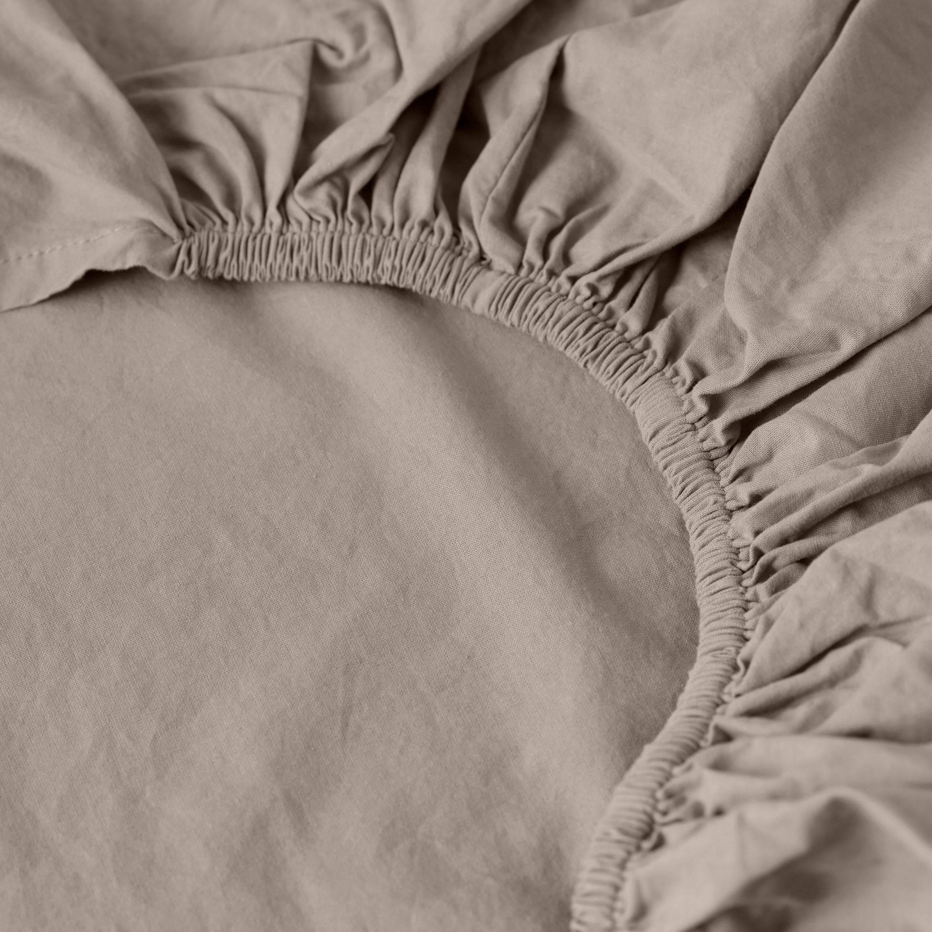 Songe Washed Cotton Fitted Sheet - Greige - Image 2
