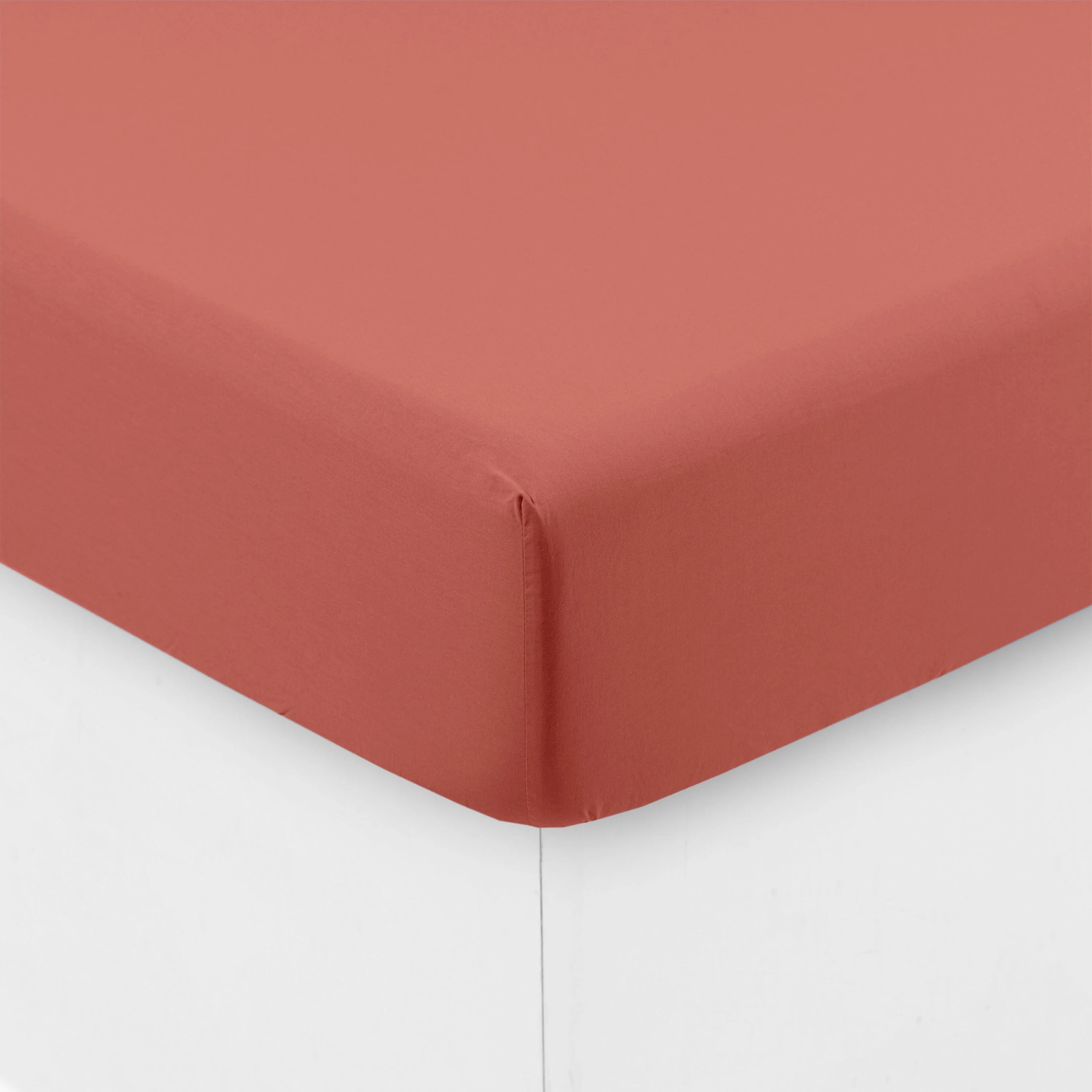 Songe Washed Cotton Fitted Sheet - Terracotta - Image 3