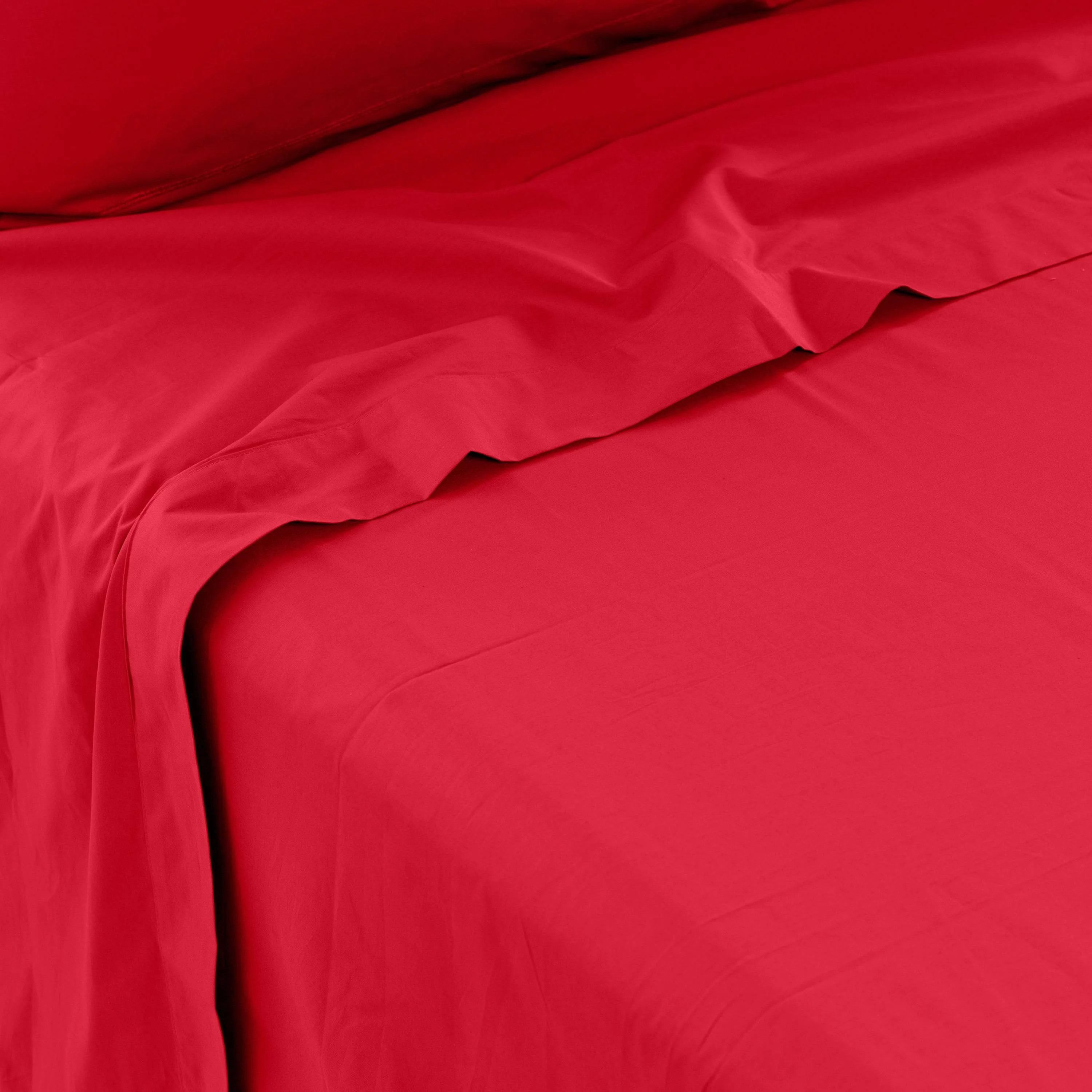 Neo Cotton Percale Flat Sheet - Red - Image 4