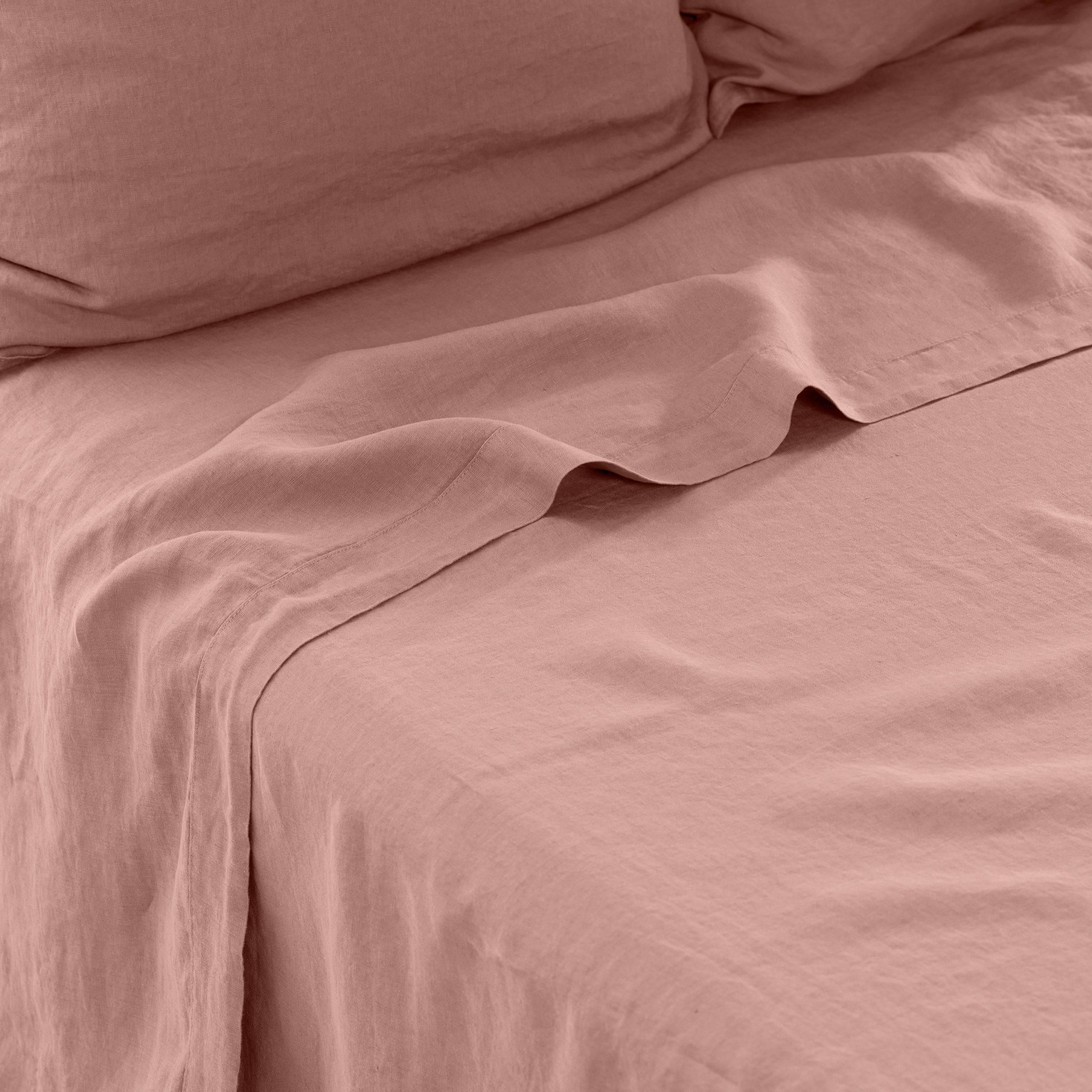 Songe Washed Linen Flat Sheet - Ash Pink - Image 3