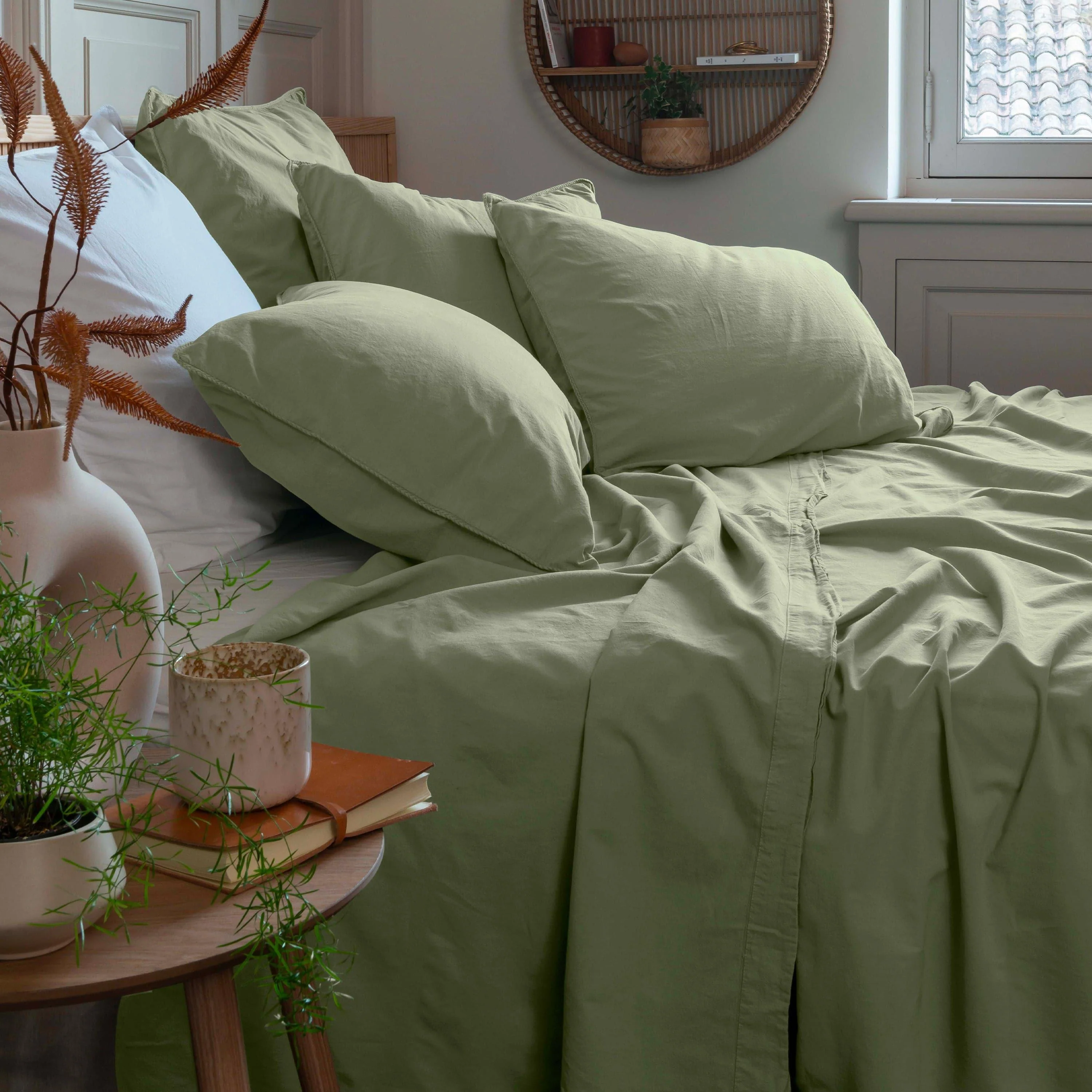 Souffle Organic Cotton Flat Sheet - Sage - Image 4