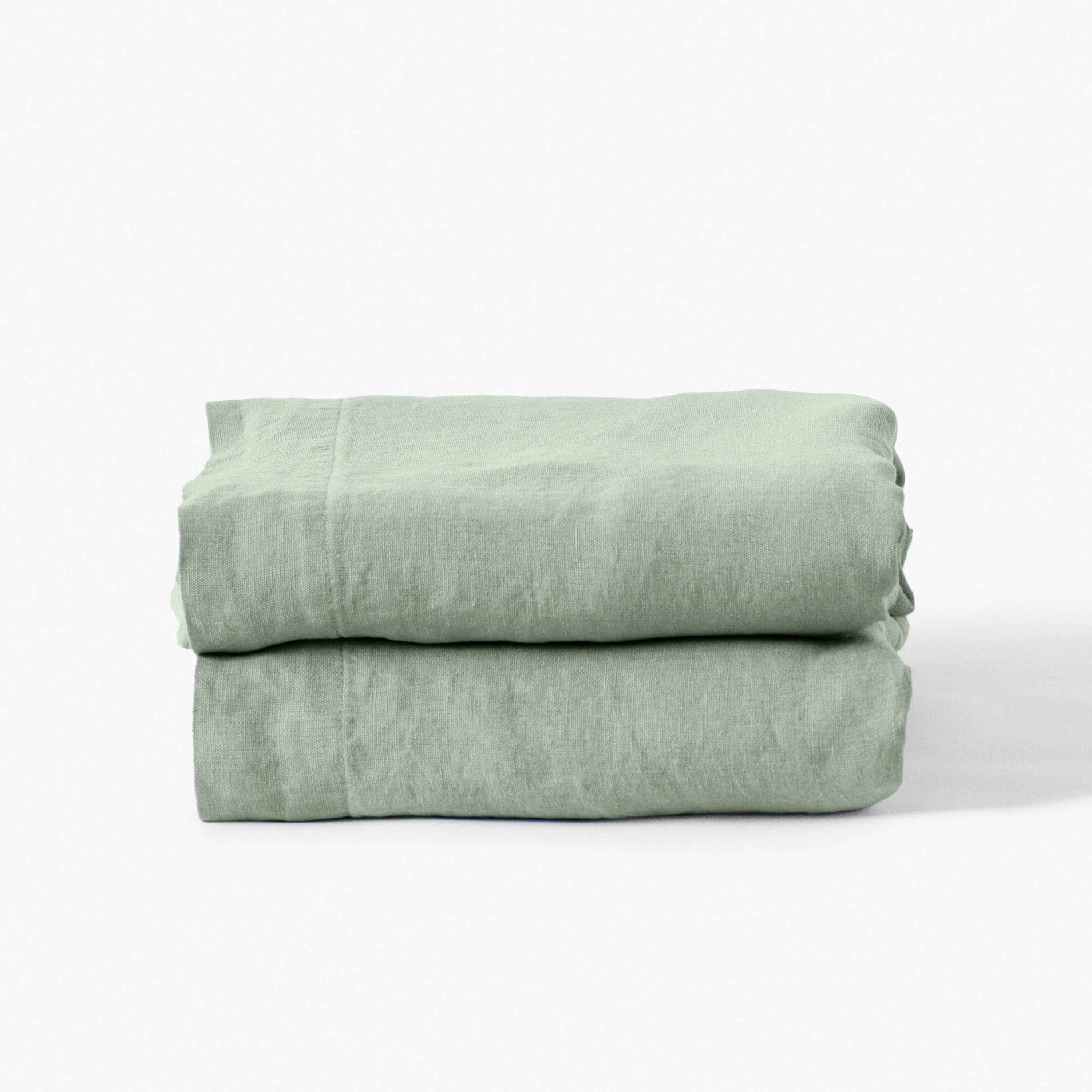 Songe Washed Linen Flat Sheet - Eucalyptus - Image 3
