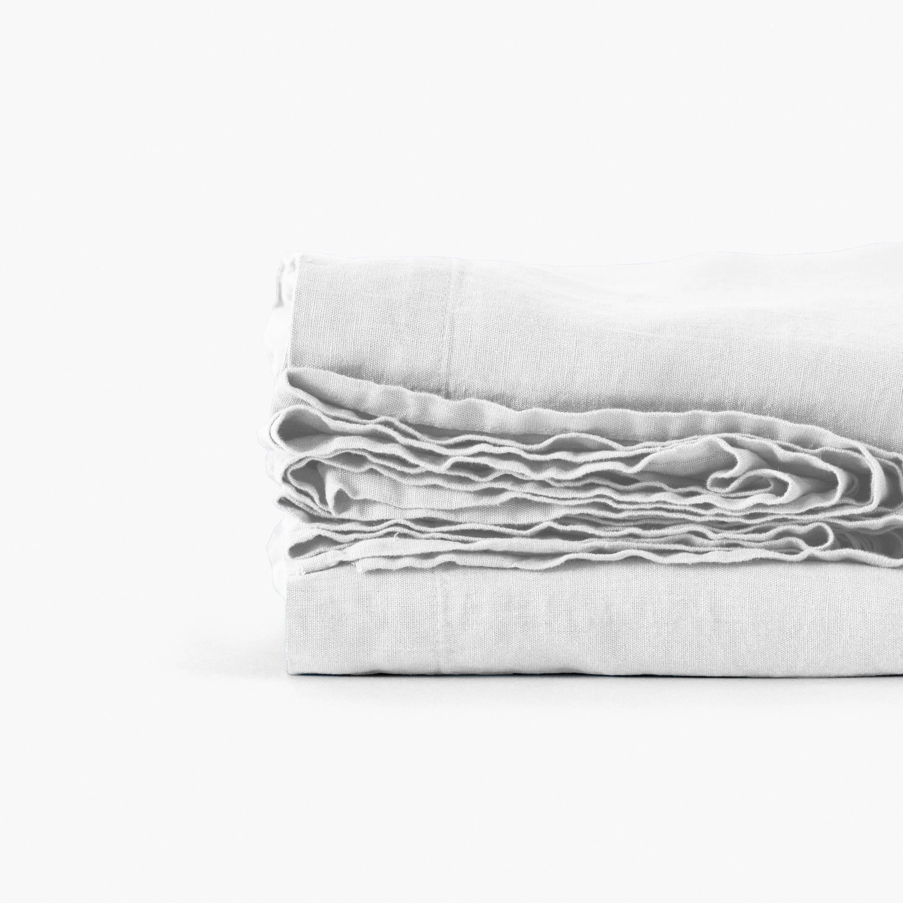 Songe Washed Linen Flat Sheet - White - Image 4