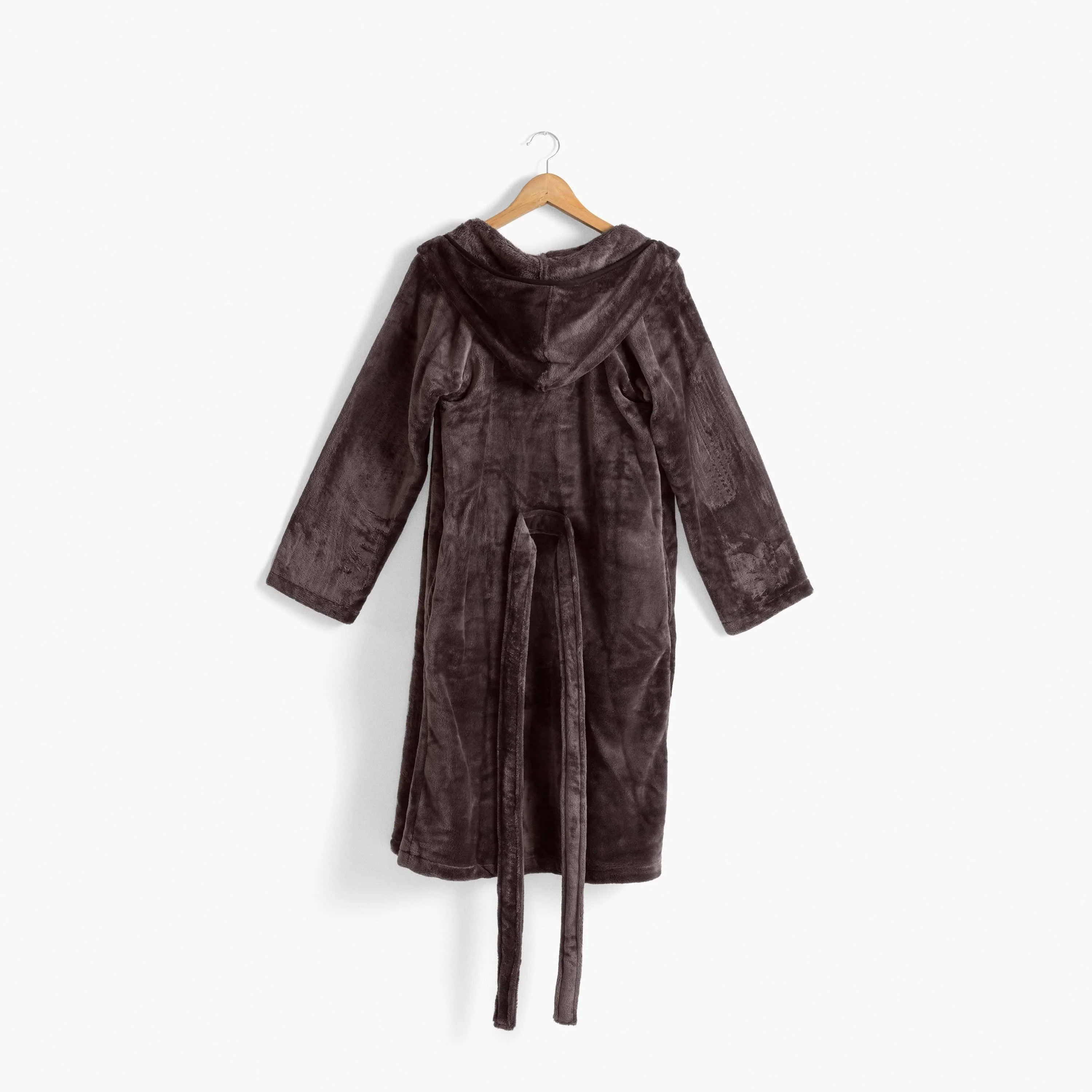 Gaspard Hooded Fleece Dressing Gown - Anthracite - Image 3