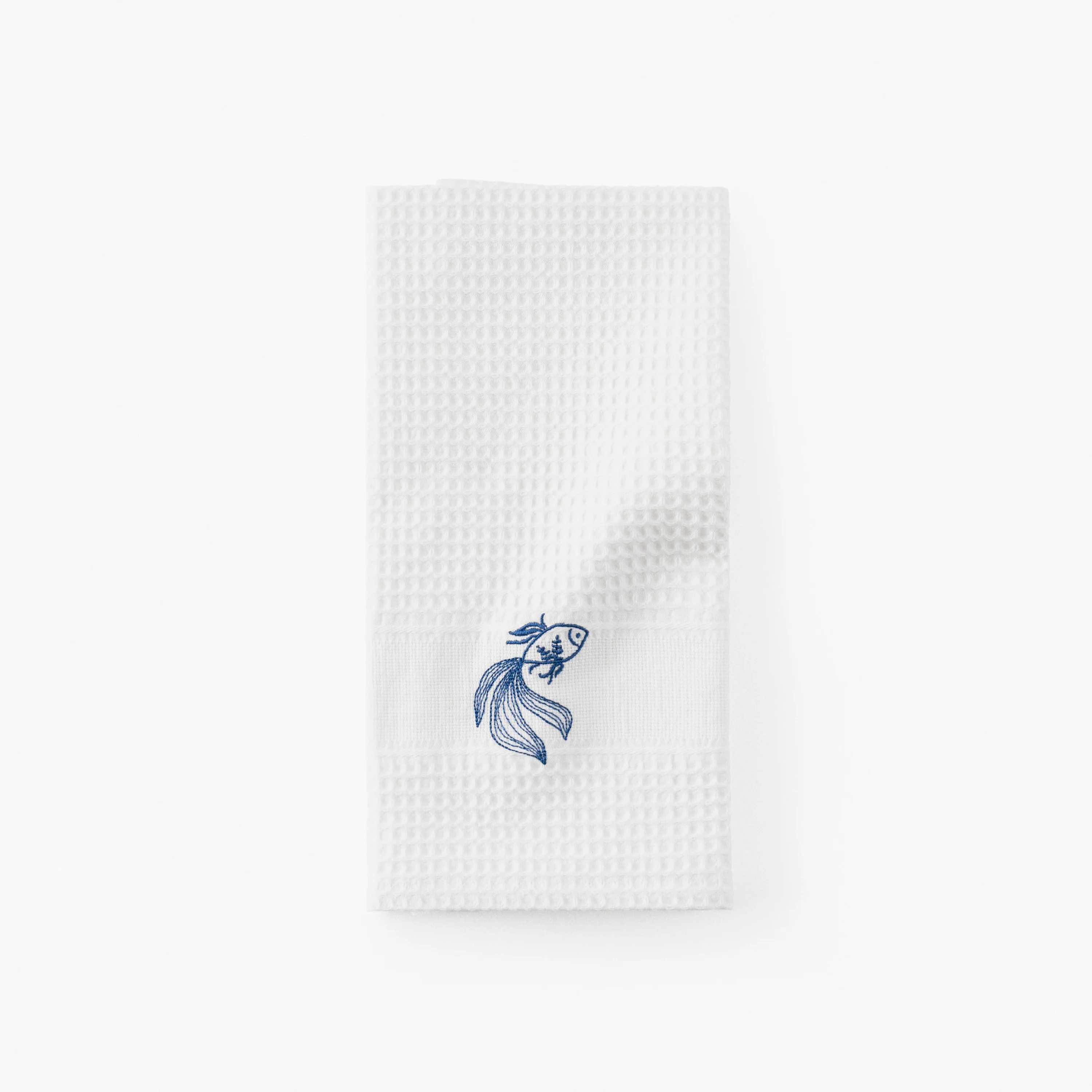 Halfmoon Cotton Tea Towel - White