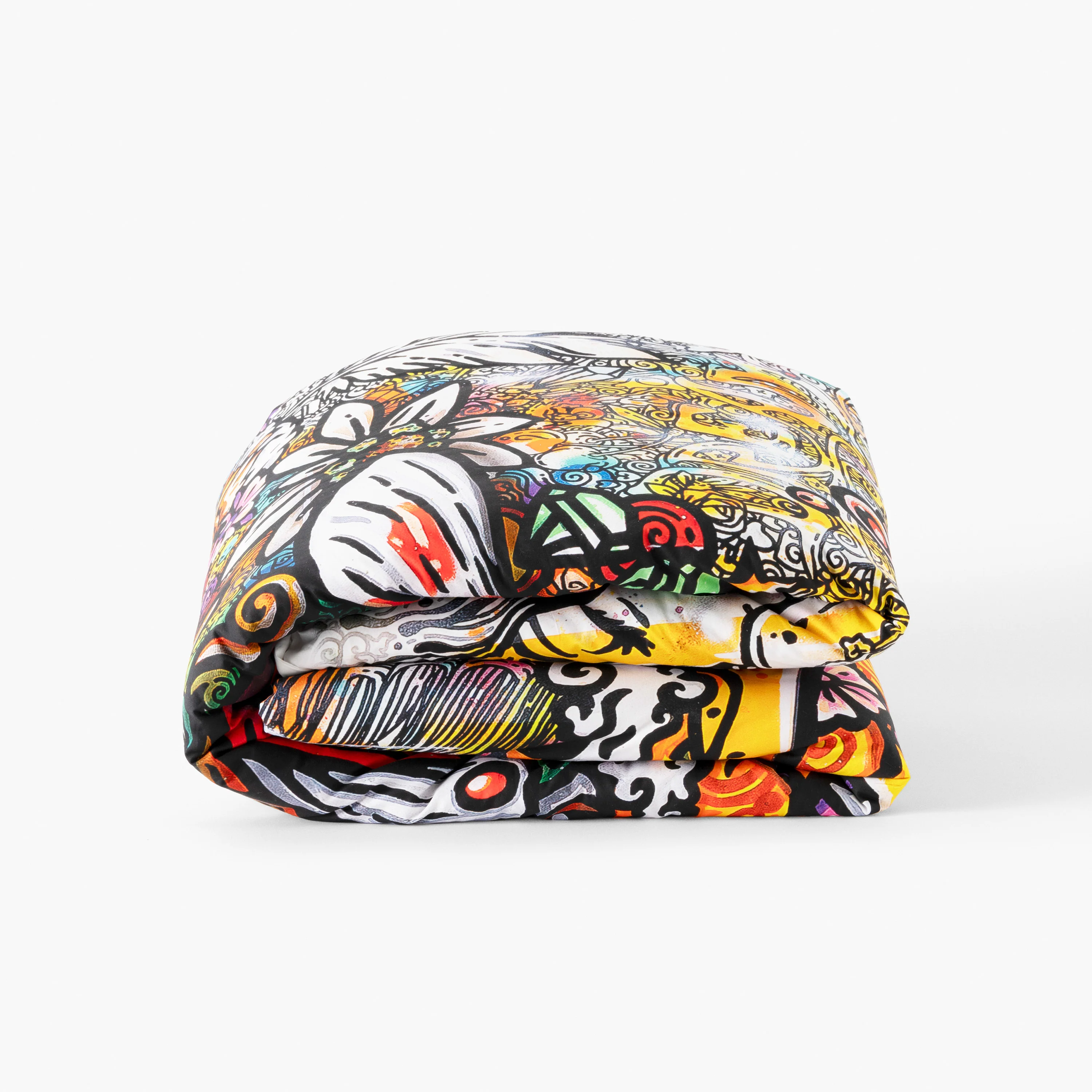 Jakè24 Reversible Cotton Duvet Cover - Multicoloured