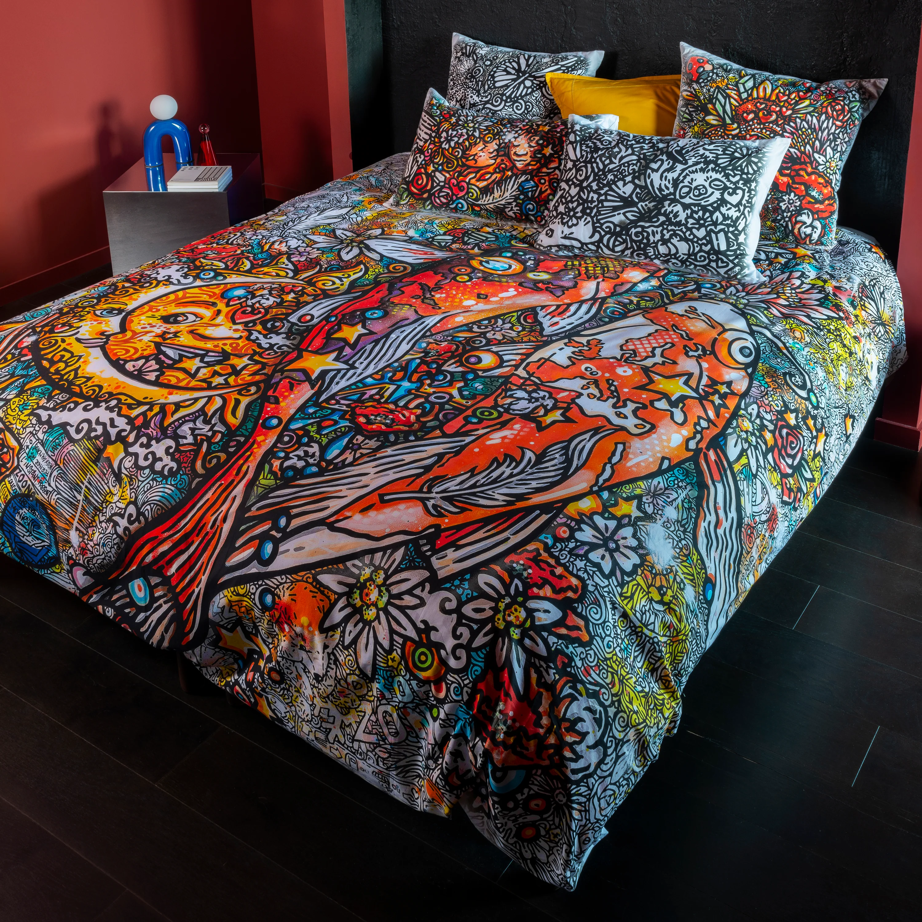 Jakè24 Reversible Cotton Duvet Cover - Multicoloured - Image 3