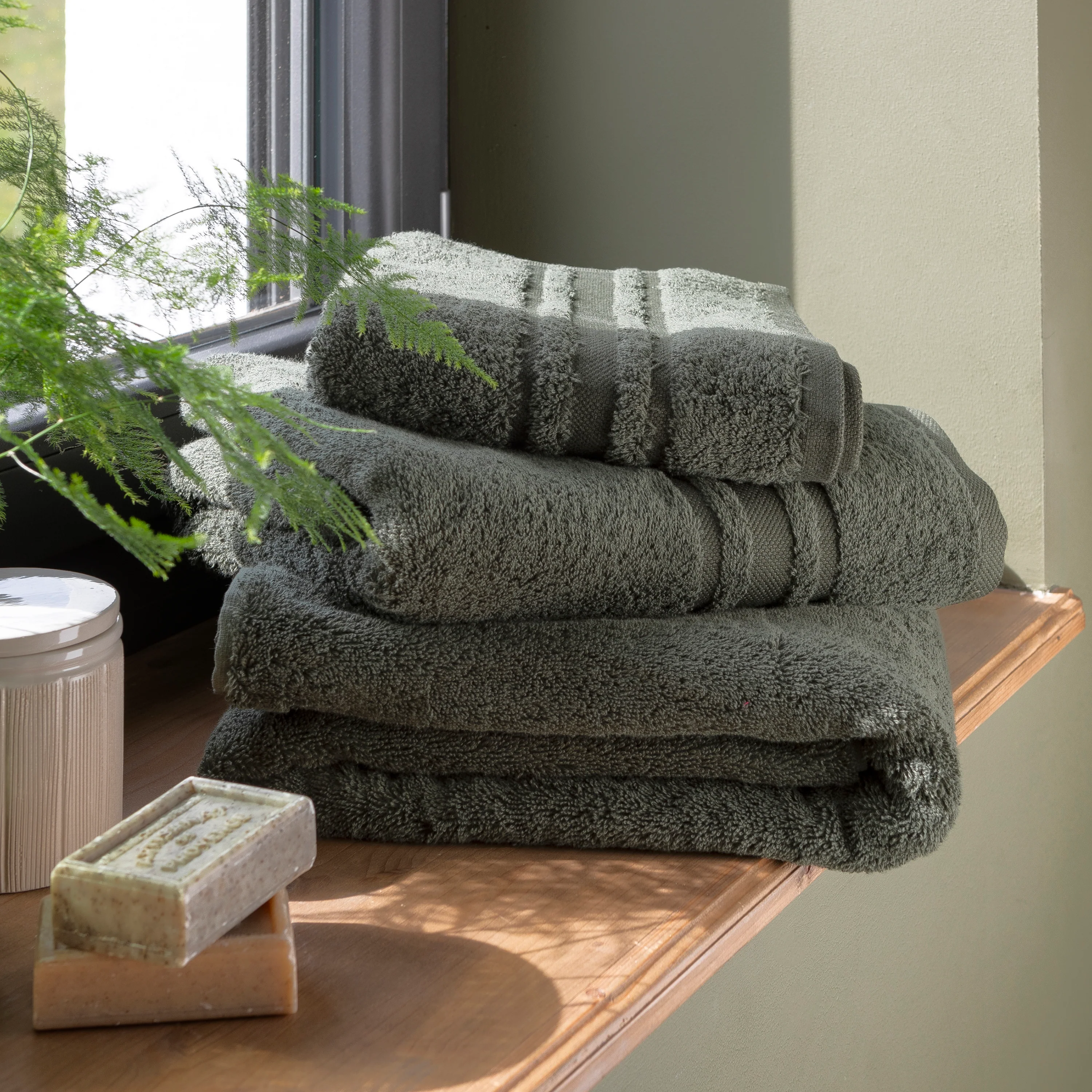 Lola II Cotton Towel Set - Green - Image 6