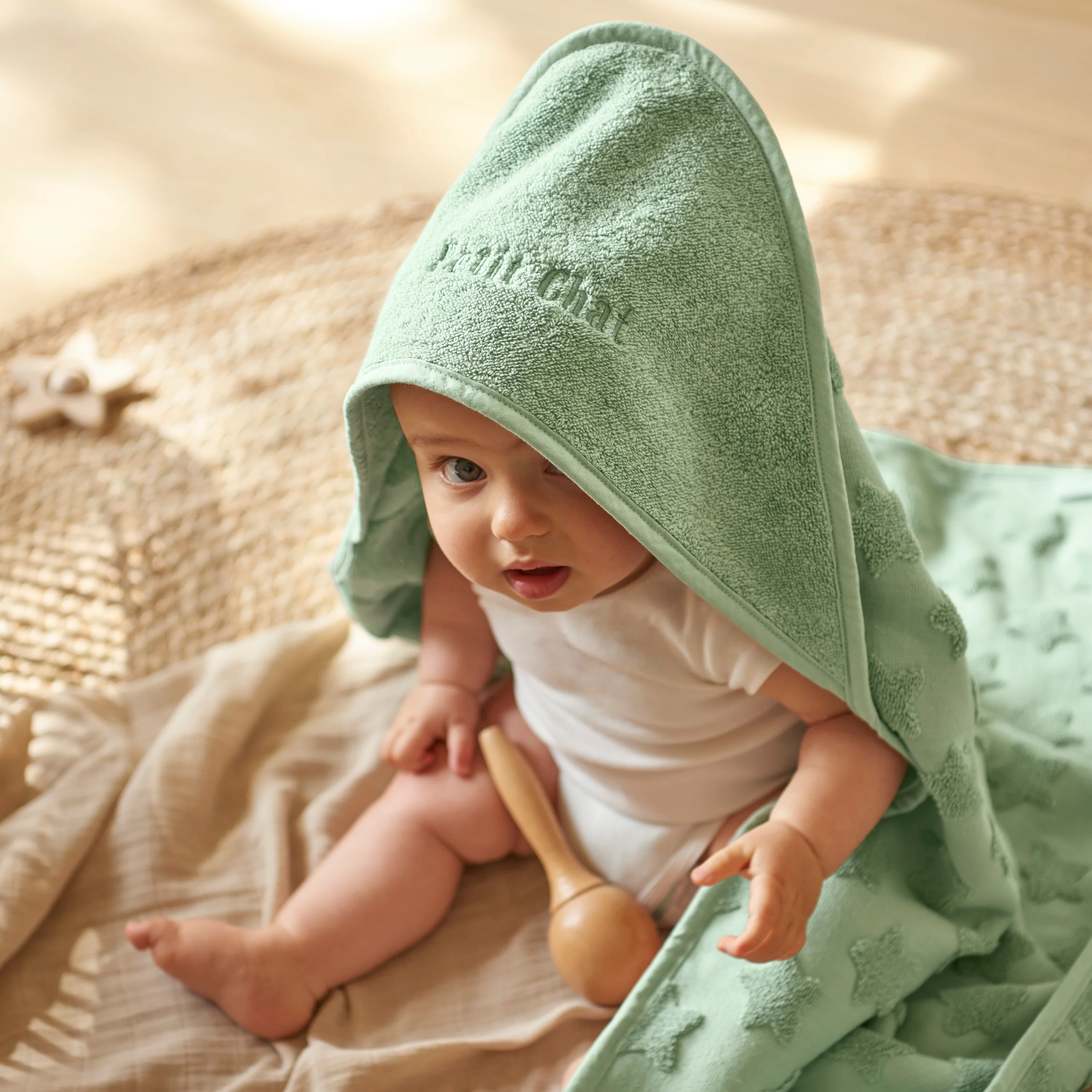 Monjour Cotton Bath Cape - Eucalyptus - Image 2