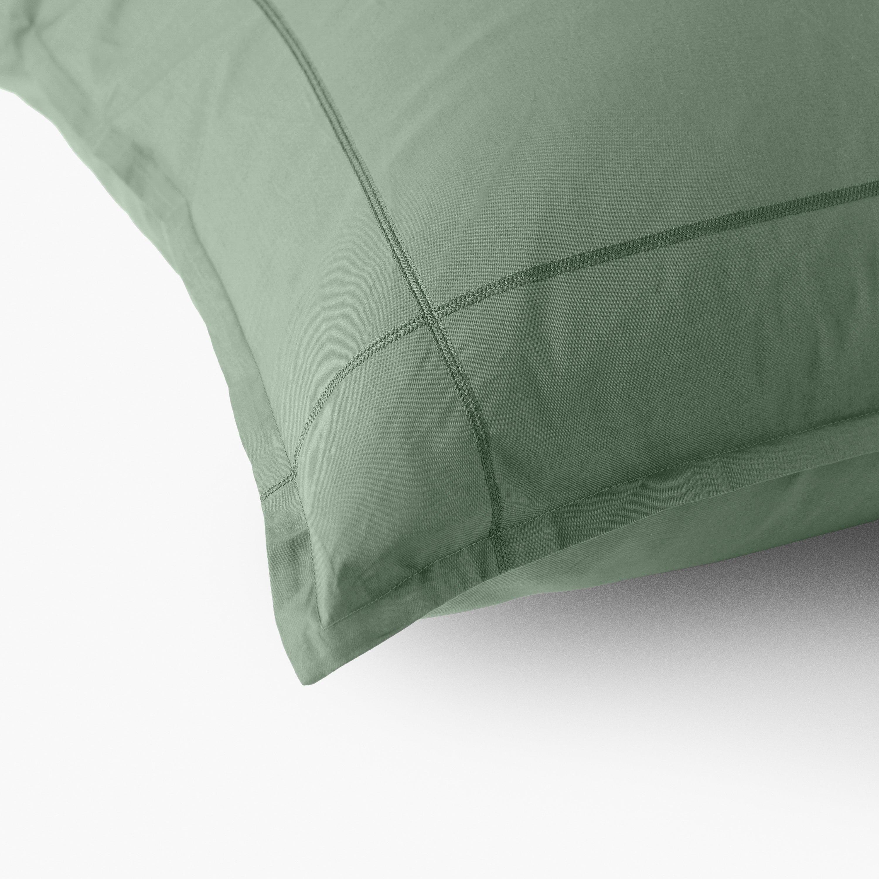 Neo Square Cotton Percale Pillowcase - Thyme - Image 3
