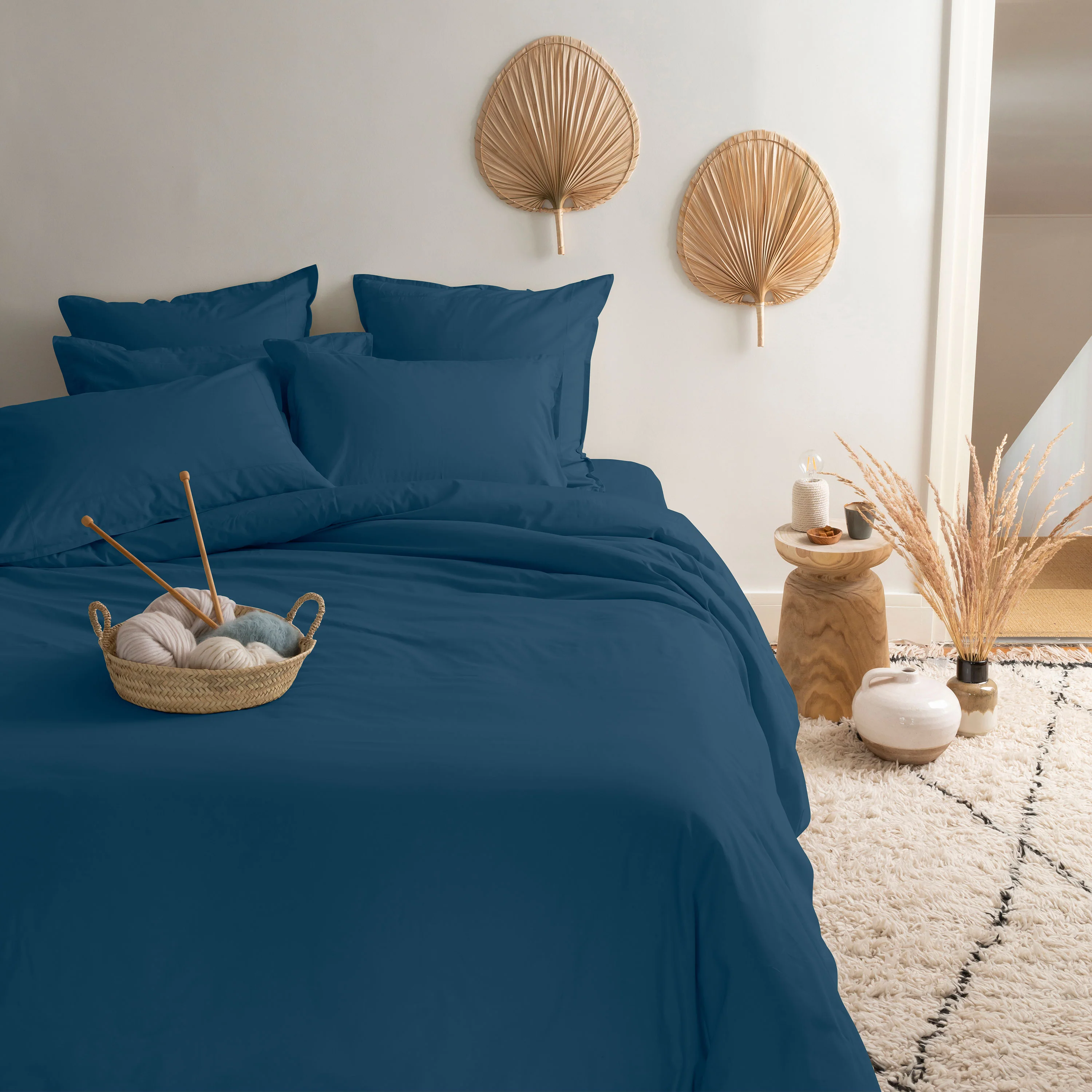 Neo Square Cotton Pillowcase - Prussian Blue - Image 2