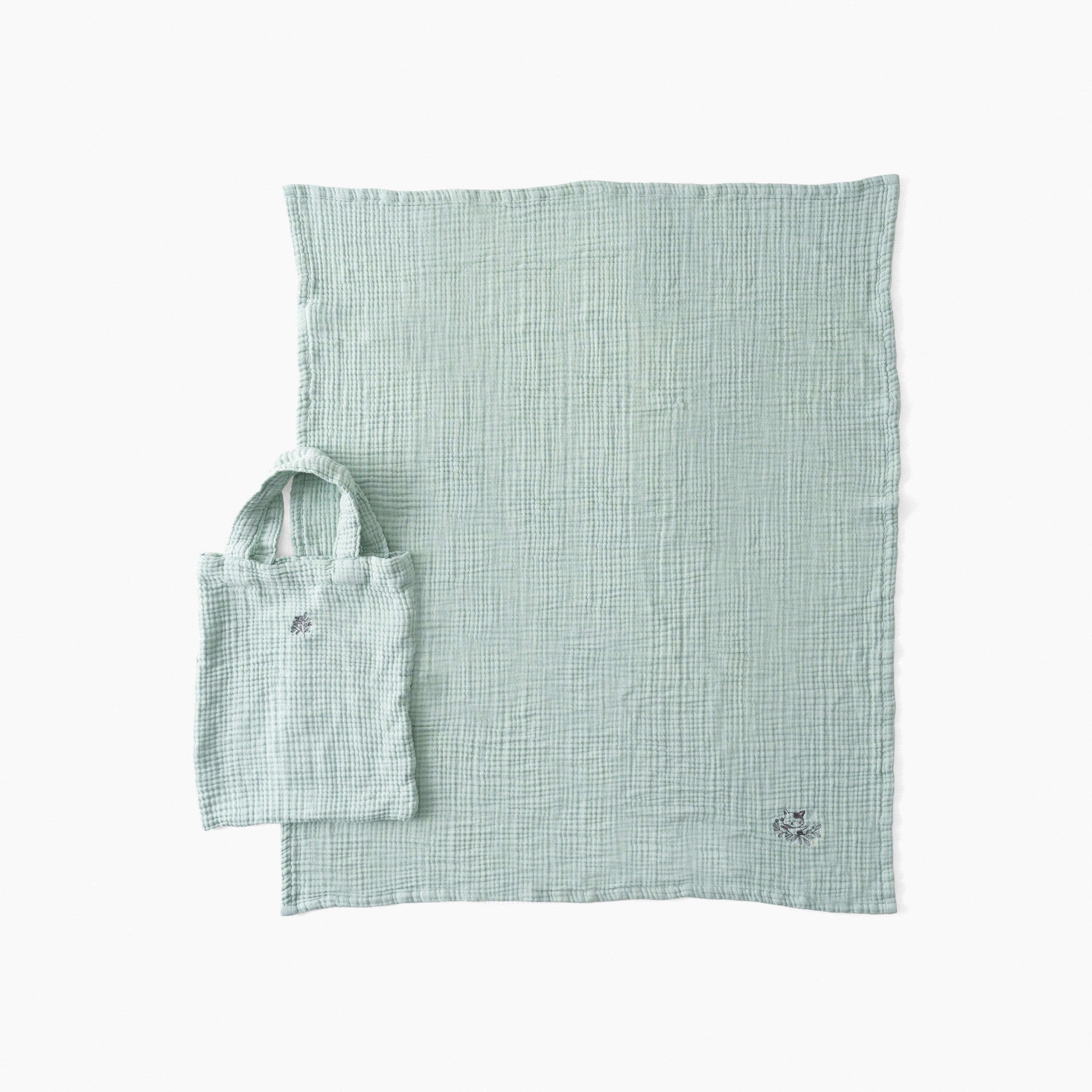 Organic Cotton Gauze Diaper Bag And Changing Mat Jardine Almond - Image 3