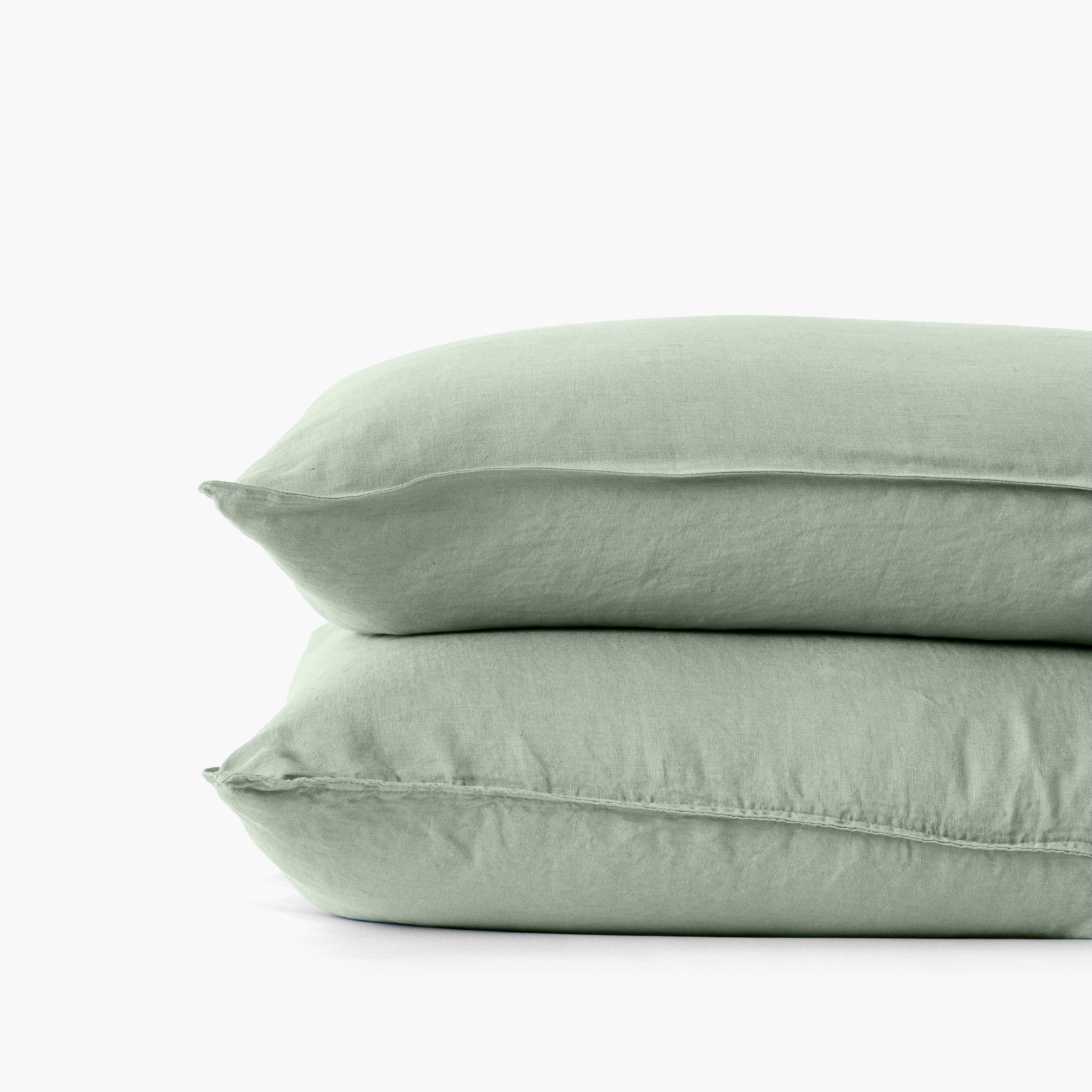 Songe Washed Linen Square Pillowcase - Eucalyptus - Image 2