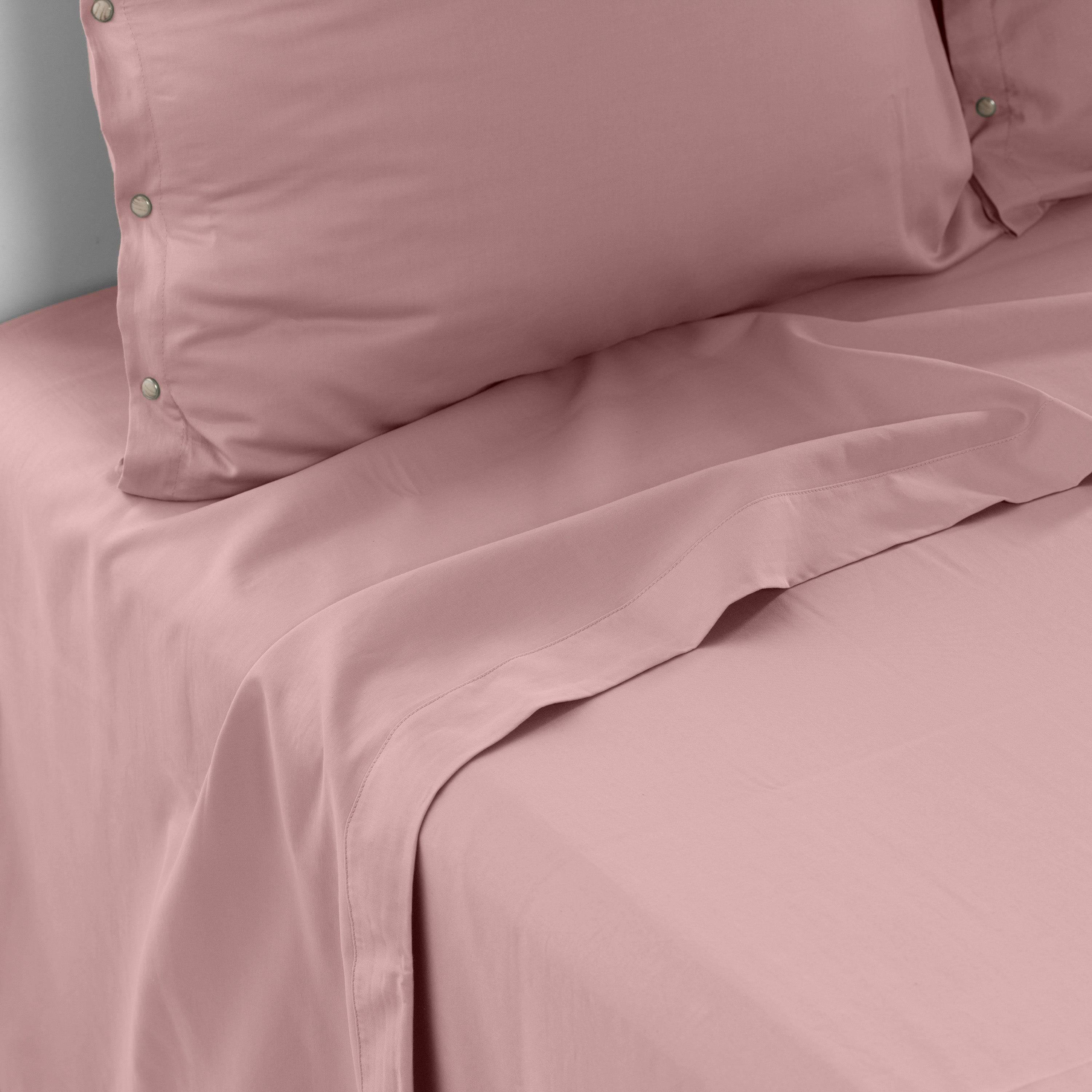 Quartz Organic Washed Cotton Flat Sheet - Blush - Image 3