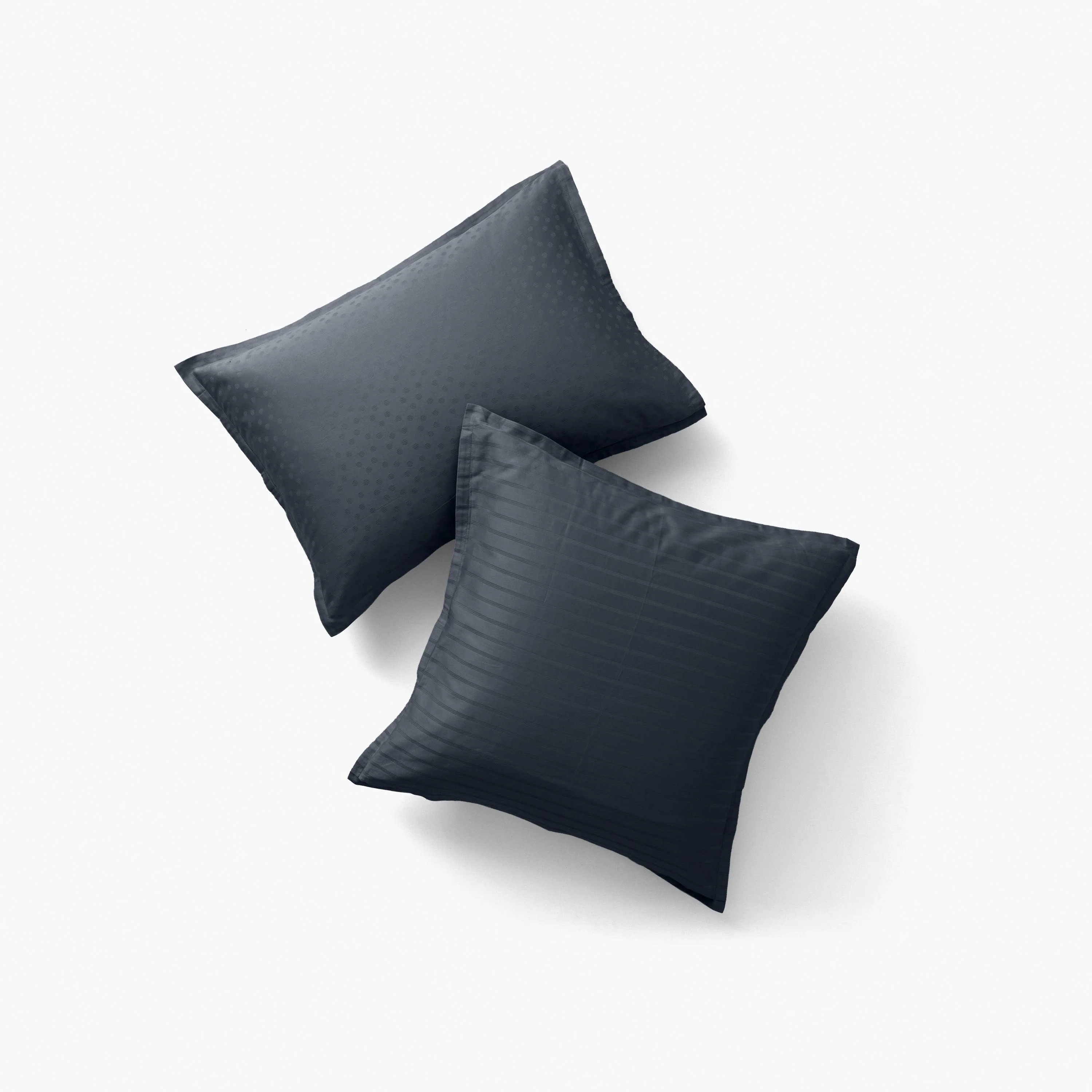 Rectangular Pillowcase in Cotton Sateen Jacquard Prestige Midnight Blue - Image 4