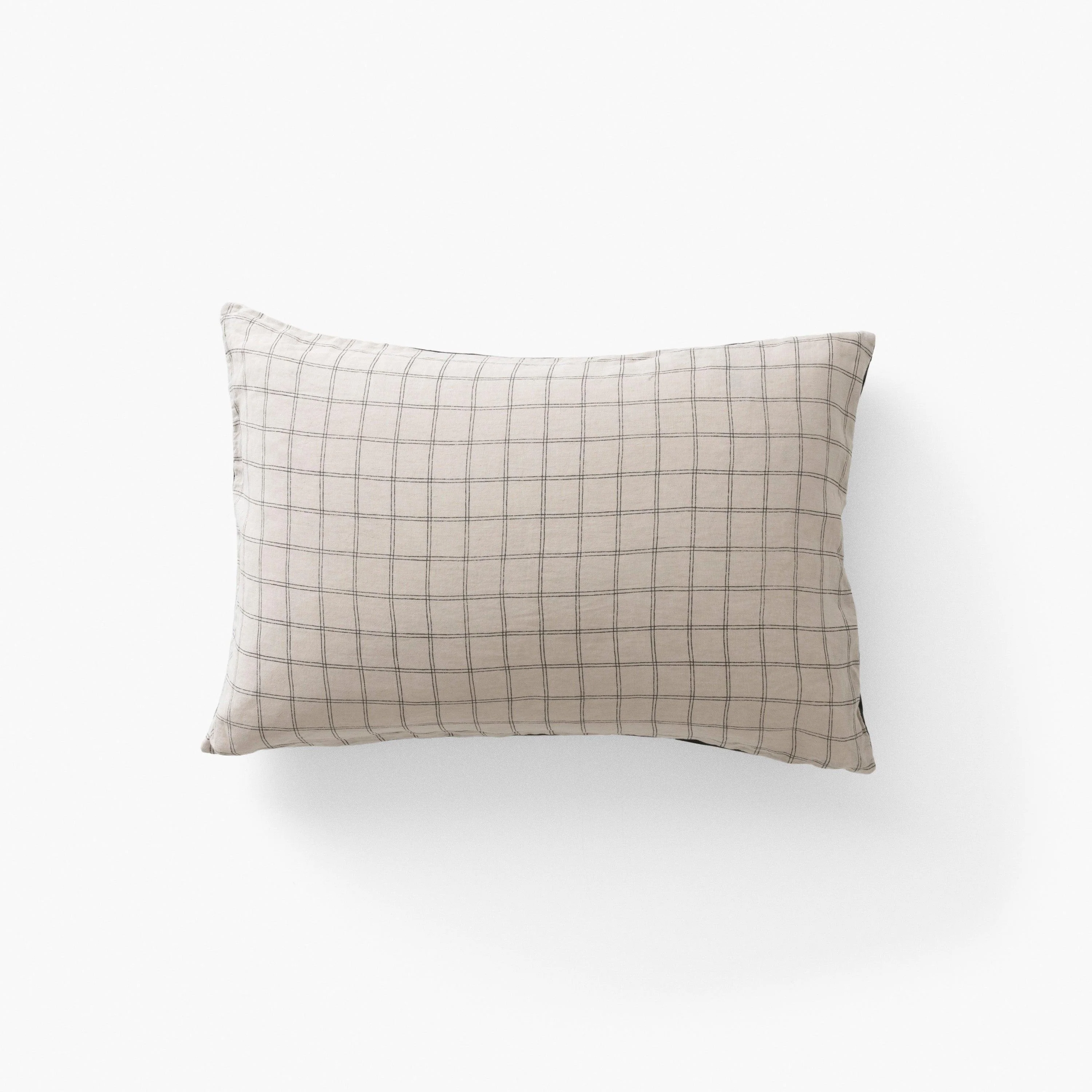 Songe Rectangular Washed Linen Pillowcase - Charcoal Tiles