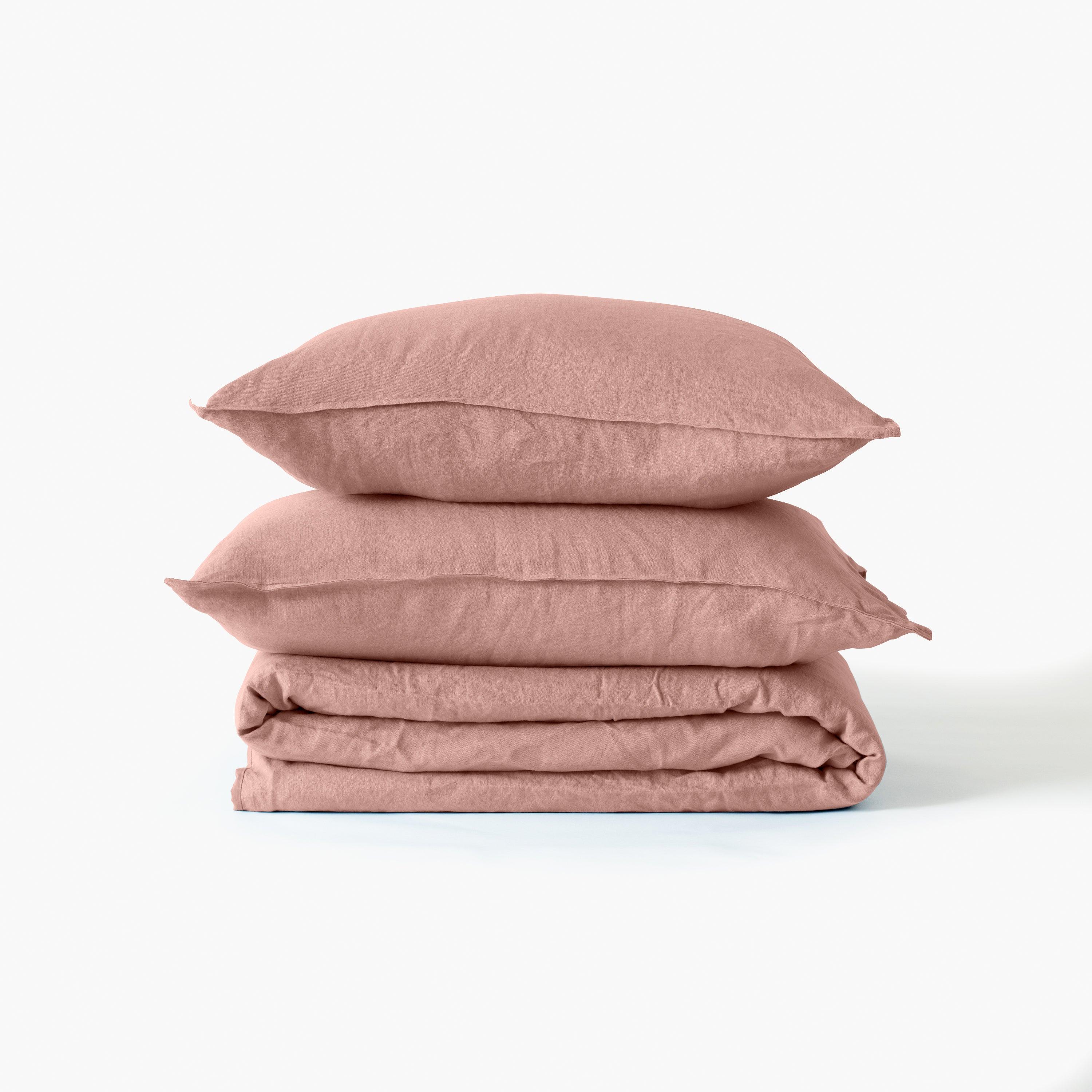 Songe Linen & Washed Cotton Duvet Cover - Ash Pink - Image 4