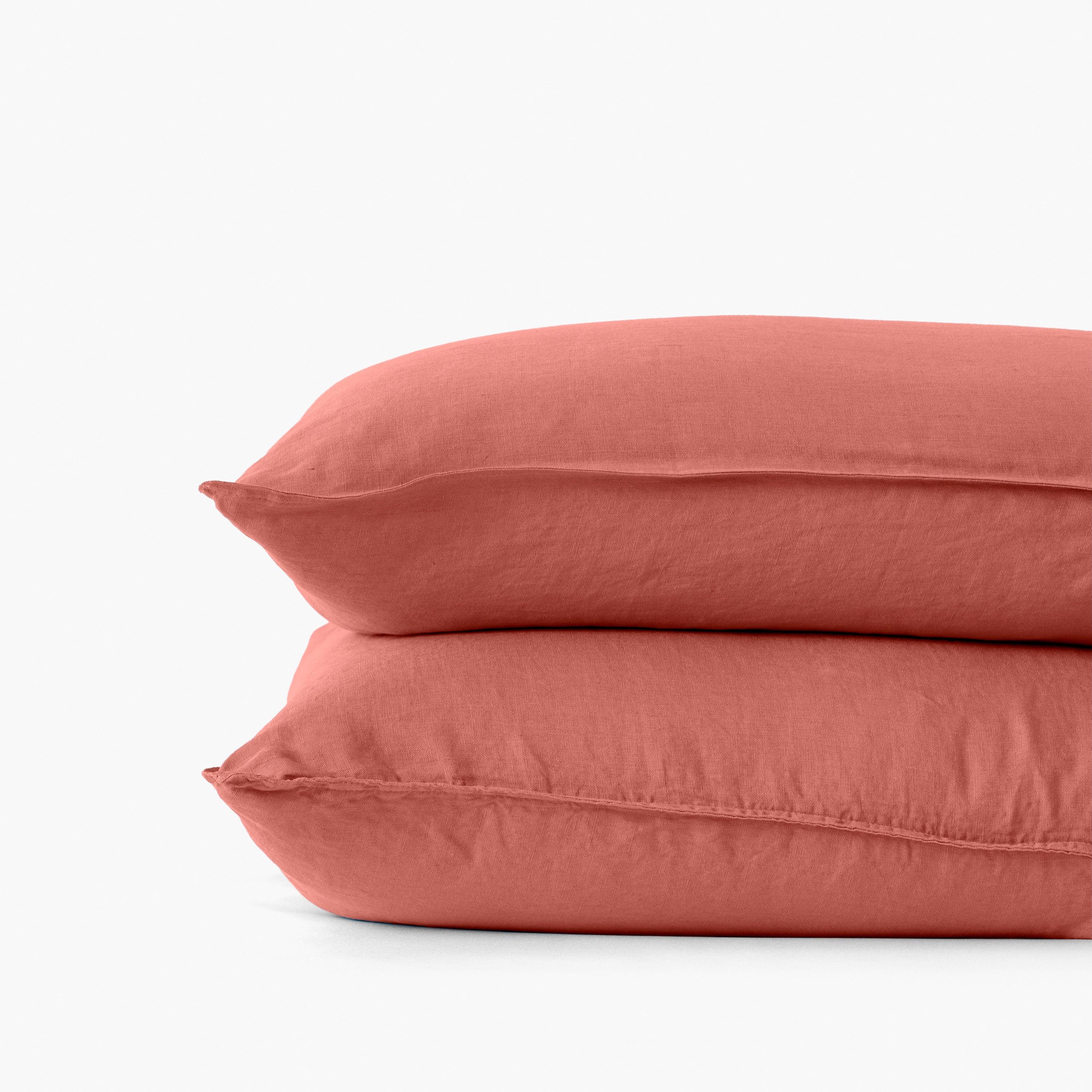 Songe Rectangular Washed Linen Pillowcase - Terracotta - Image 2