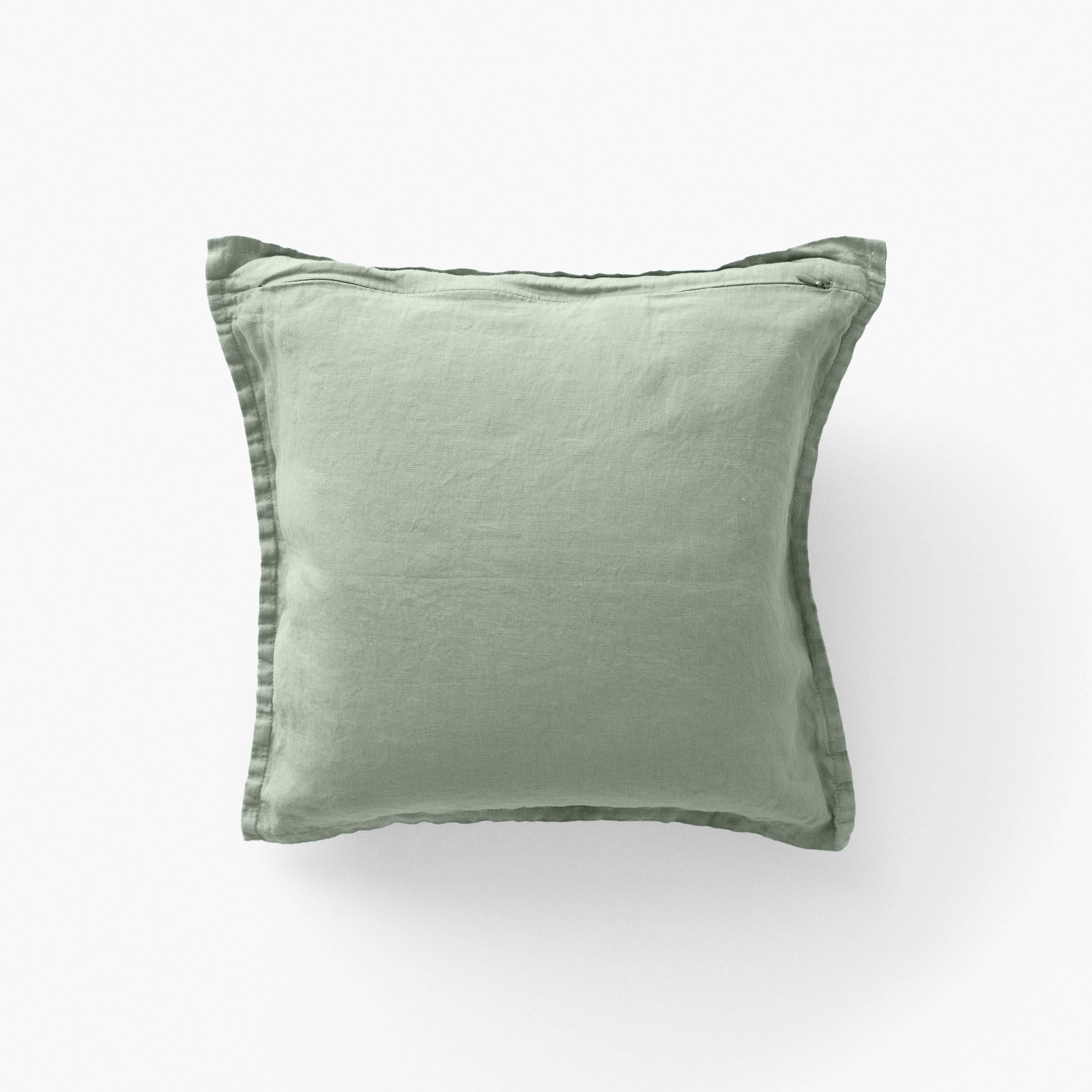 Songe eucalyptus washed linen cushion cover - Image 2