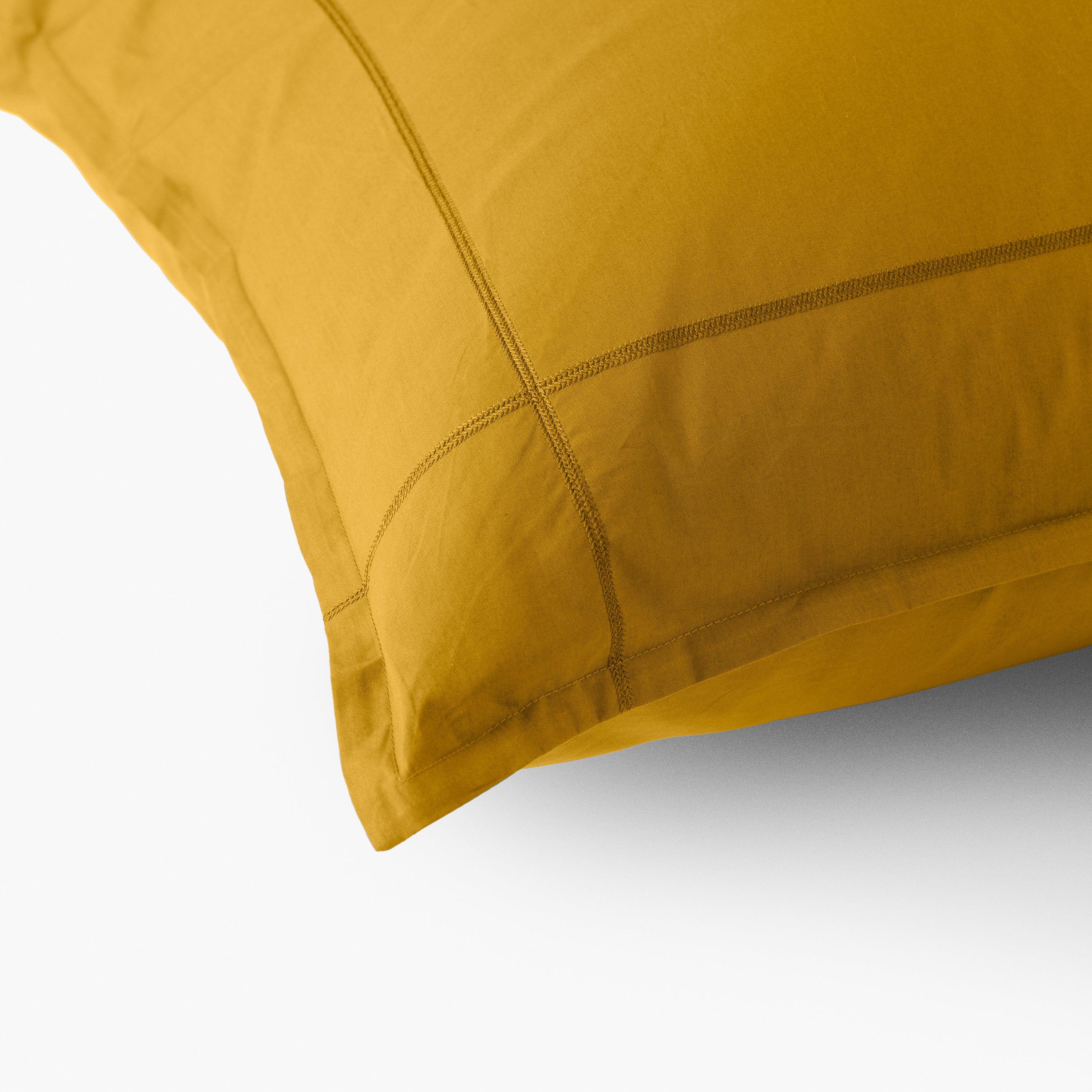 Neo Square Cotton Percale Pillowcase - Curry - Image 3