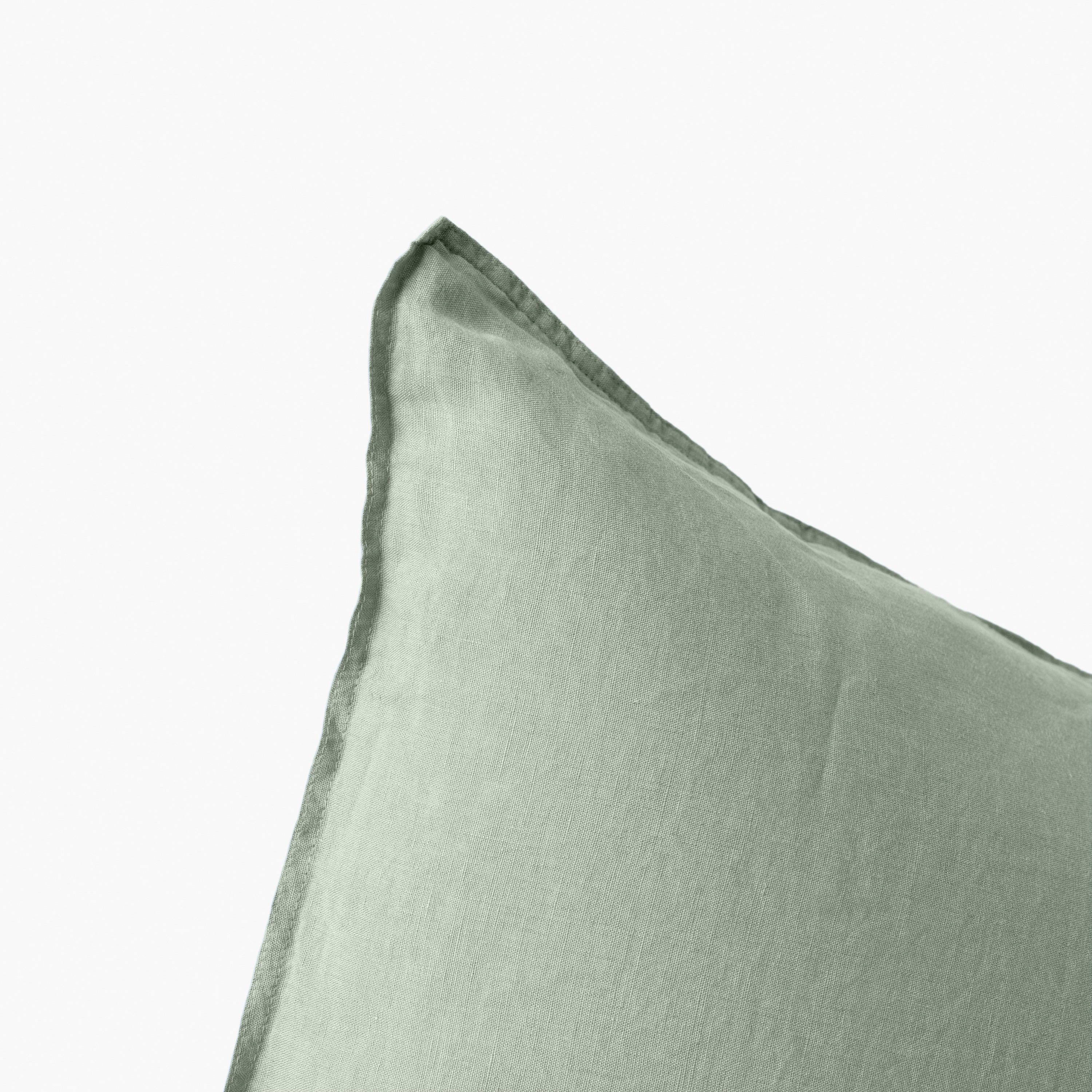 Songe Square Washed Linen Pillowcase - Eucalyptus - Image 4