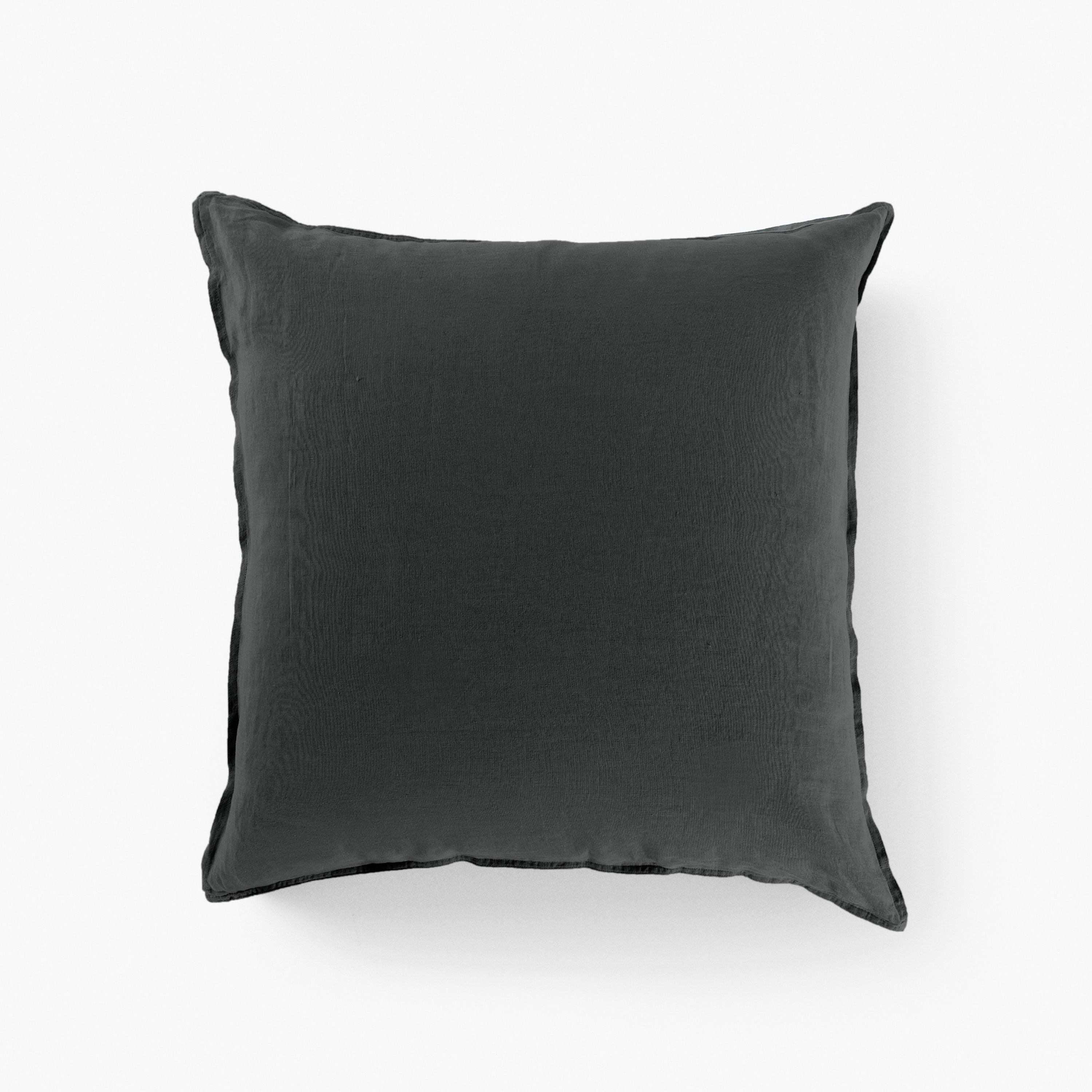 Songe Square Washed Linen Pillowcase - Anthracite