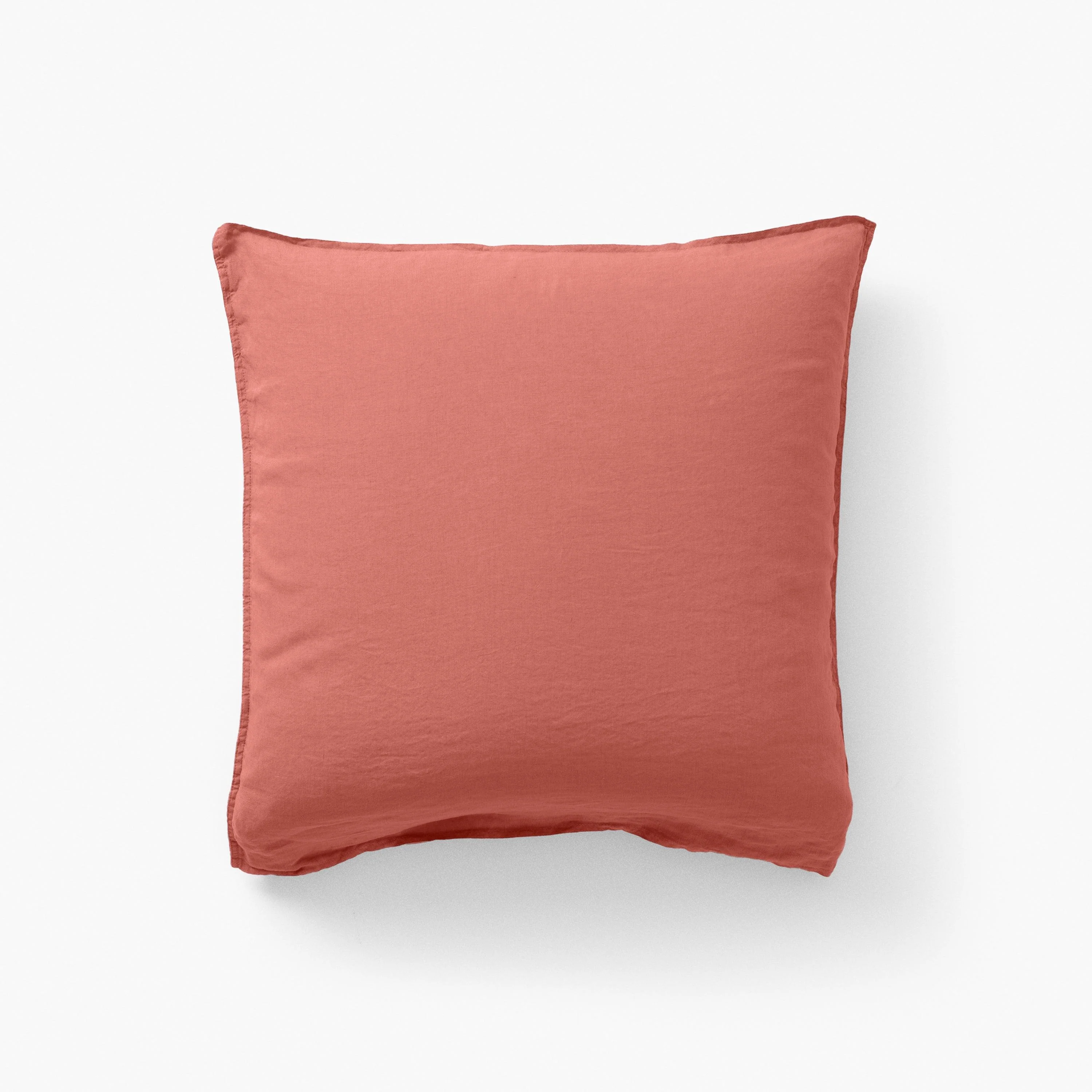 Songe Square Washed Linen Pillowcase - Terracotta