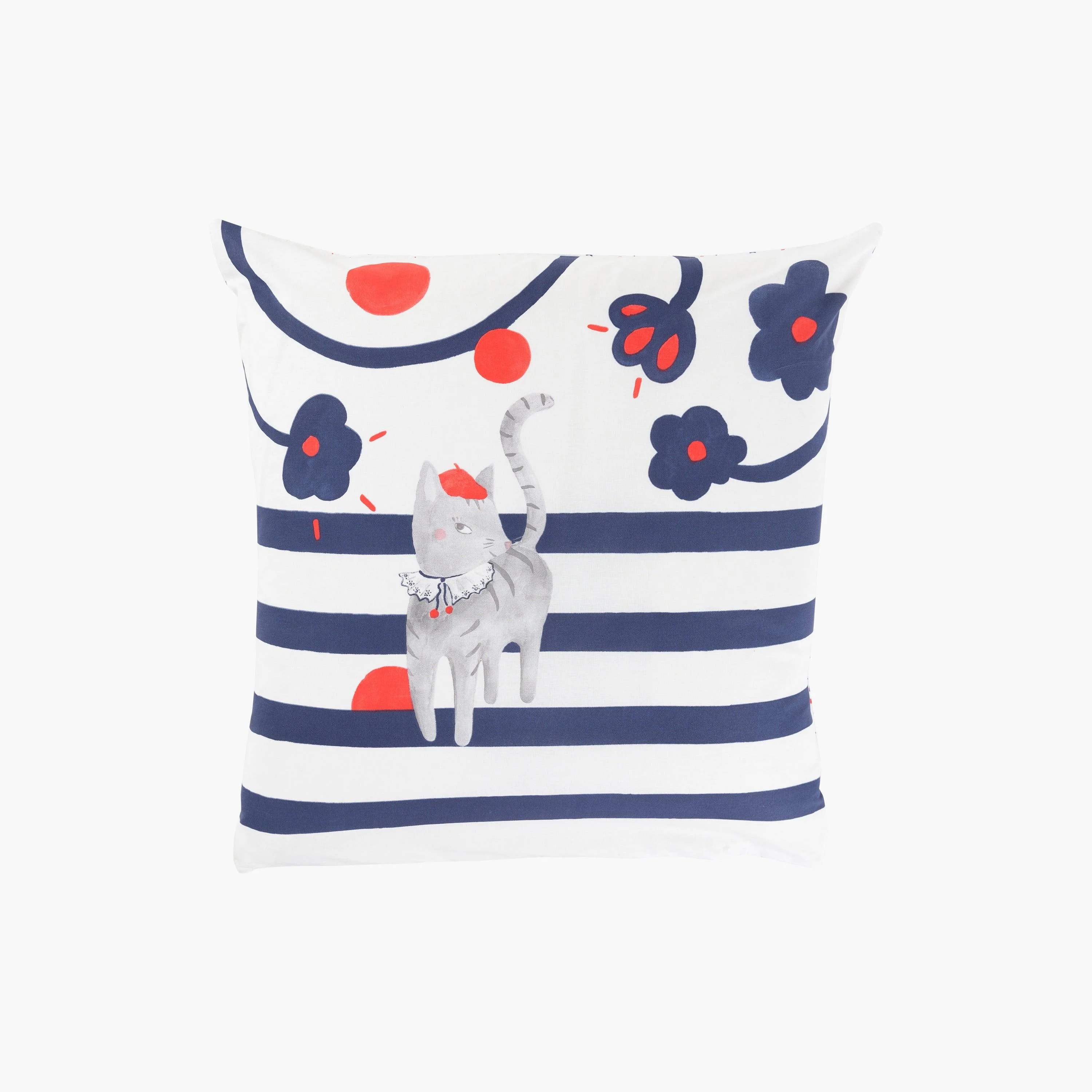 Square Reversible Pillowcase Organic Cotton Ptitchic Cat