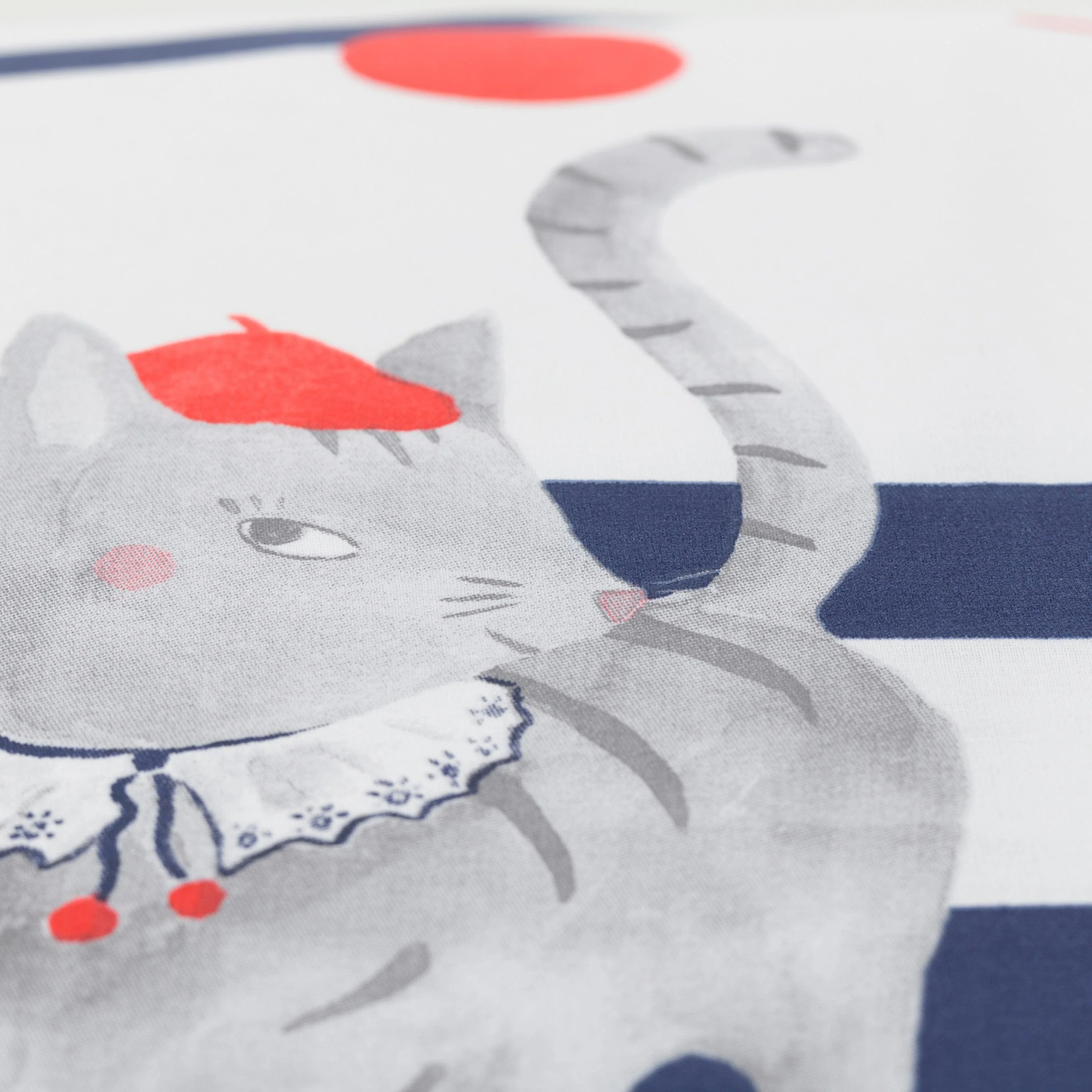 Square Reversible Pillowcase Organic Cotton Ptitchic Cat - Image 3