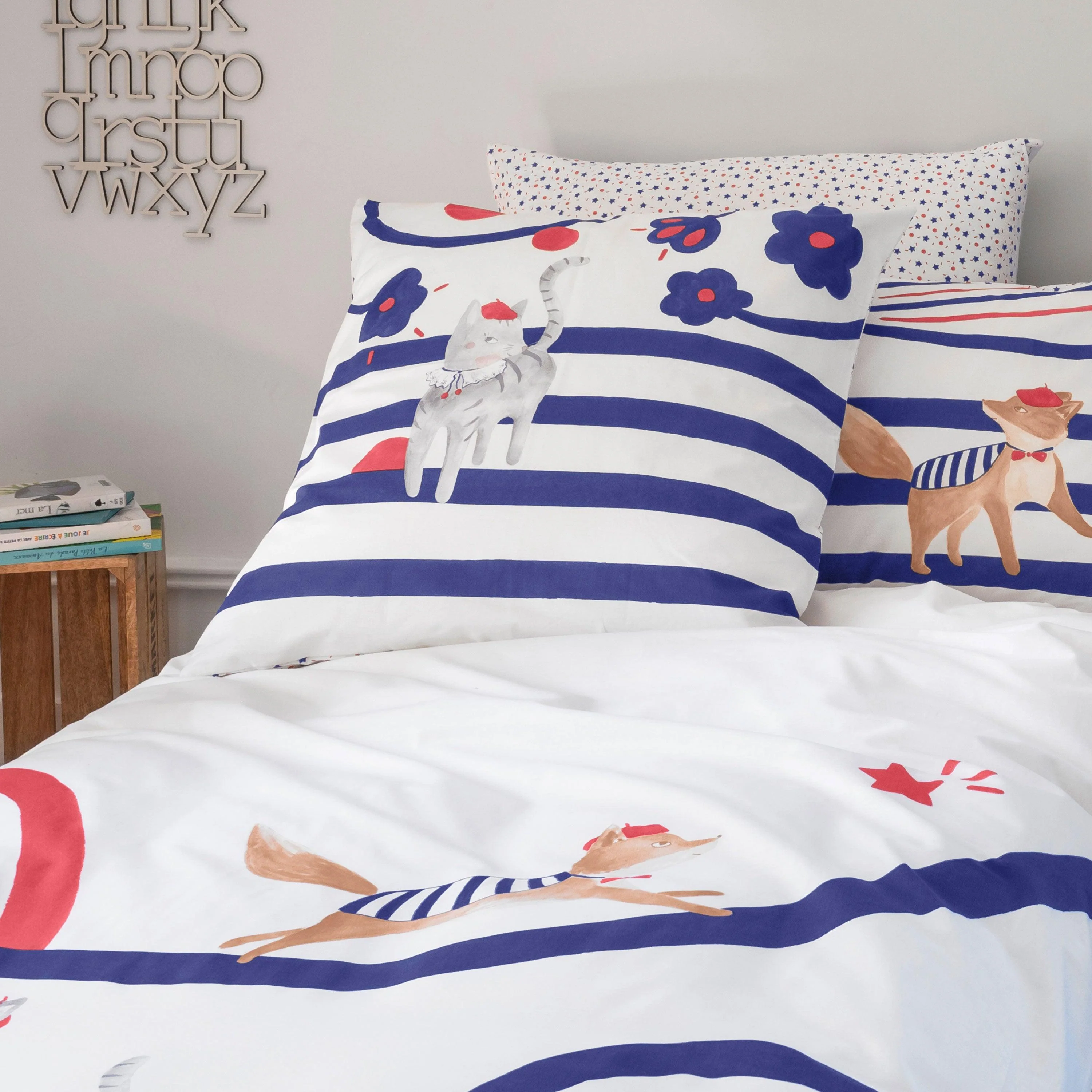 Square Reversible Pillowcase Organic Cotton Ptitchic Cat - Image 4